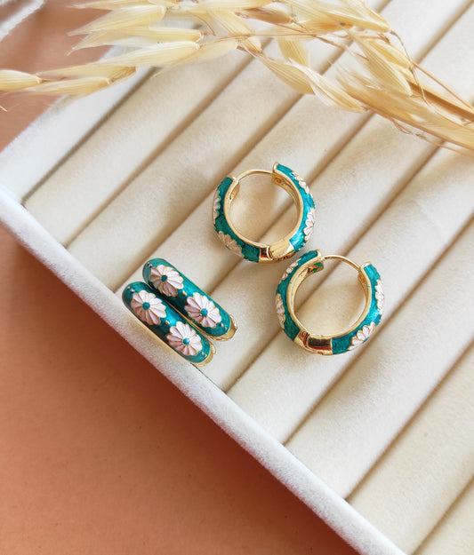 Dandelion enameled hoops