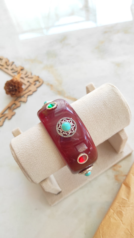 Maroon Resin bangle with stone embellishments