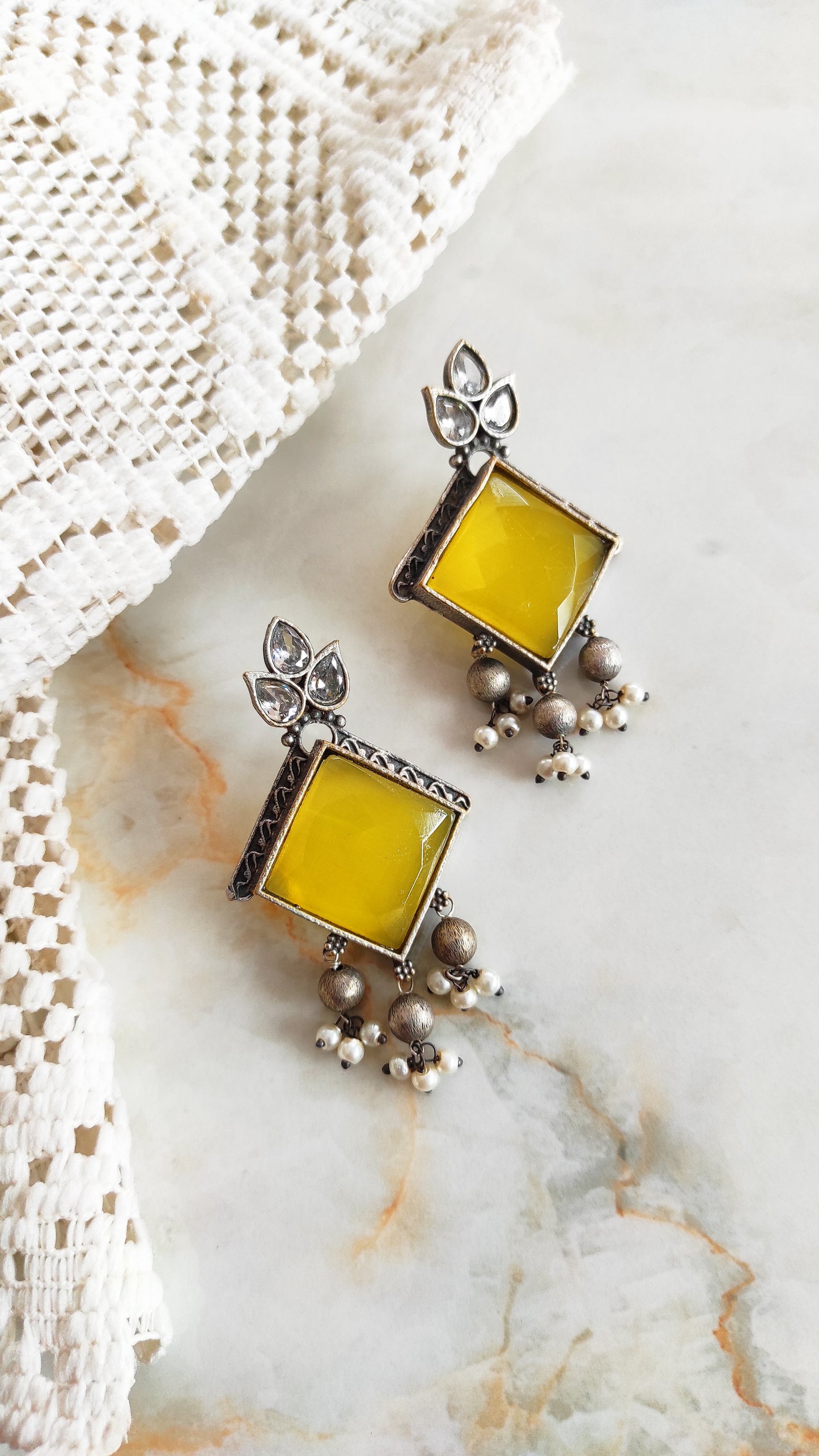 Square stone earrings
