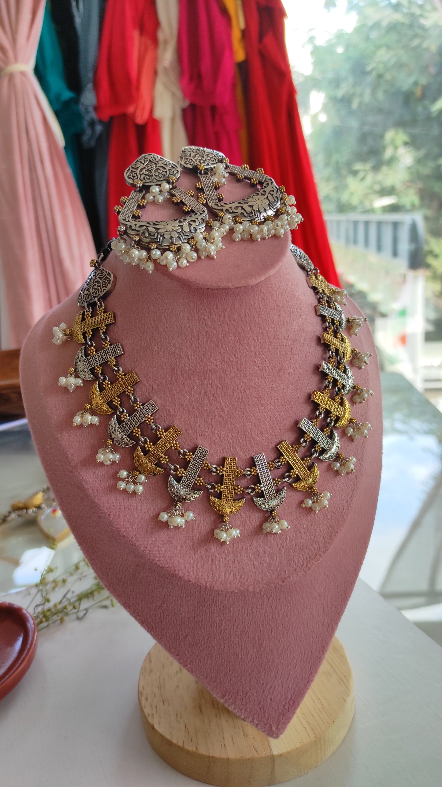 Tripti dualtone necklace set
