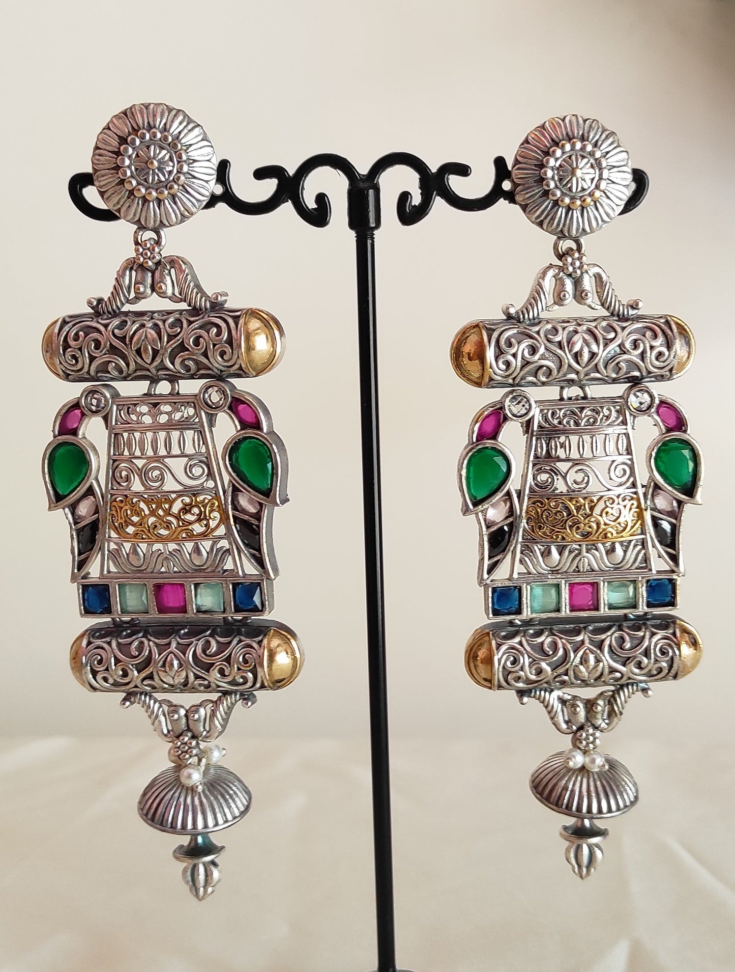 Binodini dualtone long festive earrings DTE3