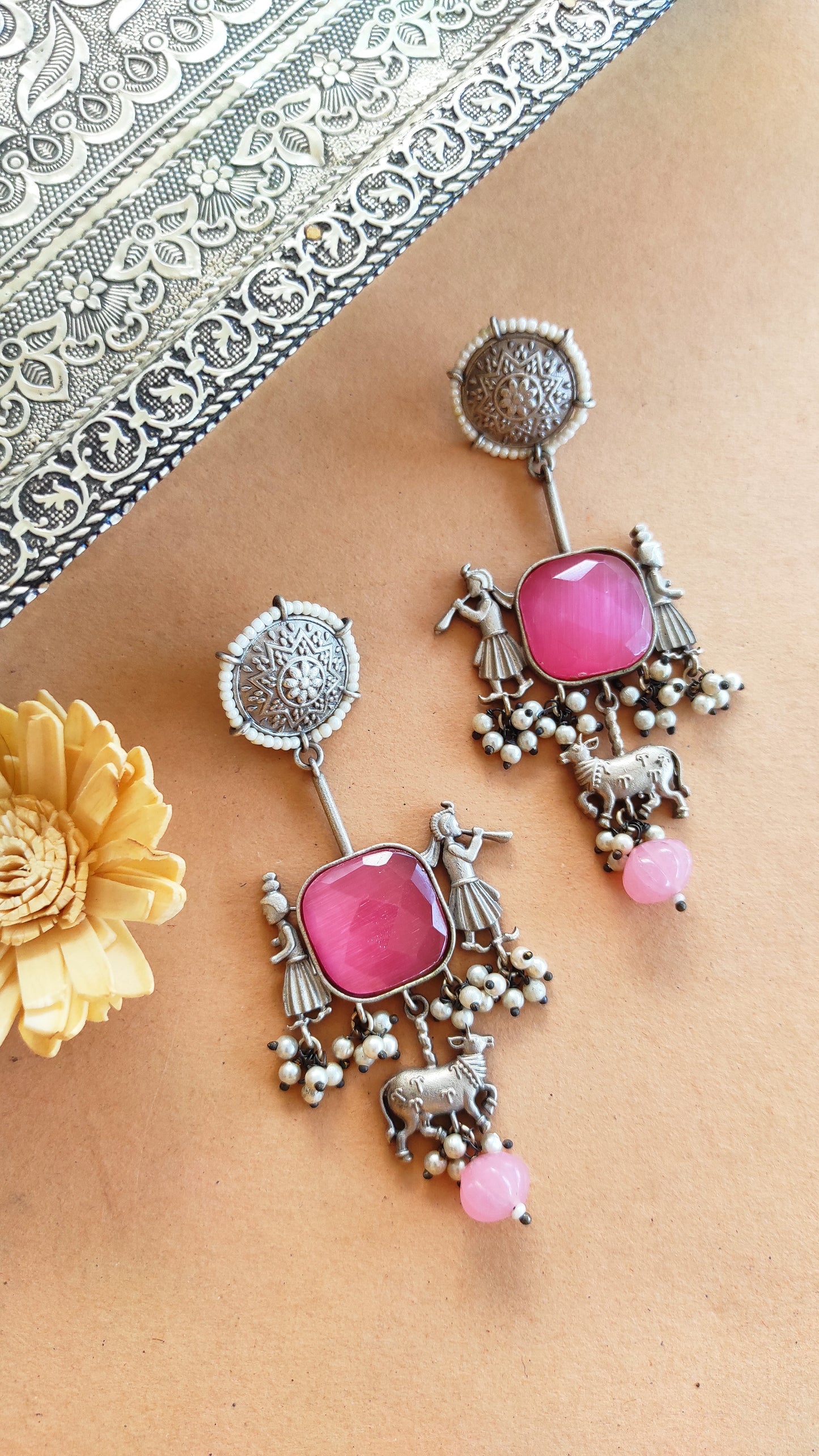 Dolly monalisa stone dangling earrings