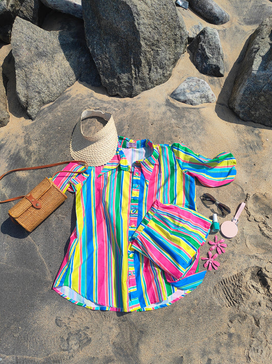 Colorful Striped Skirt Set