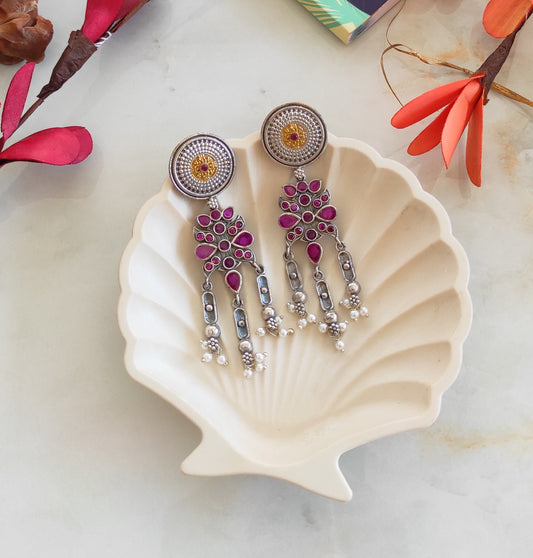 Mrinal dualtone earrings premium glass stones DTE3