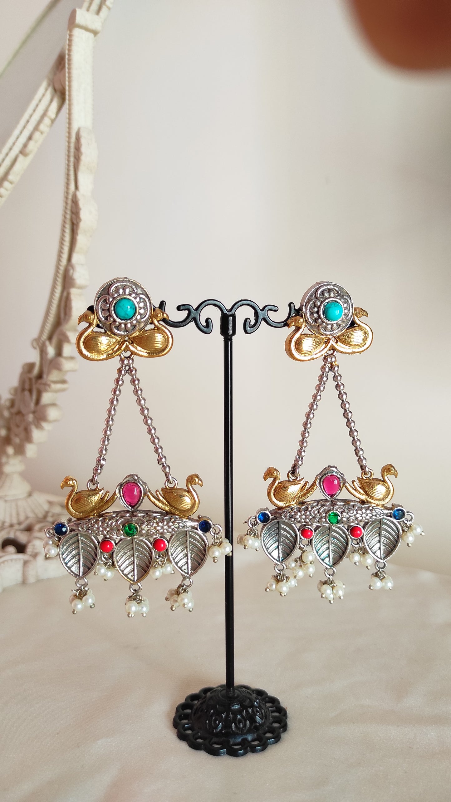 Urmi dual tone dangling earrings
