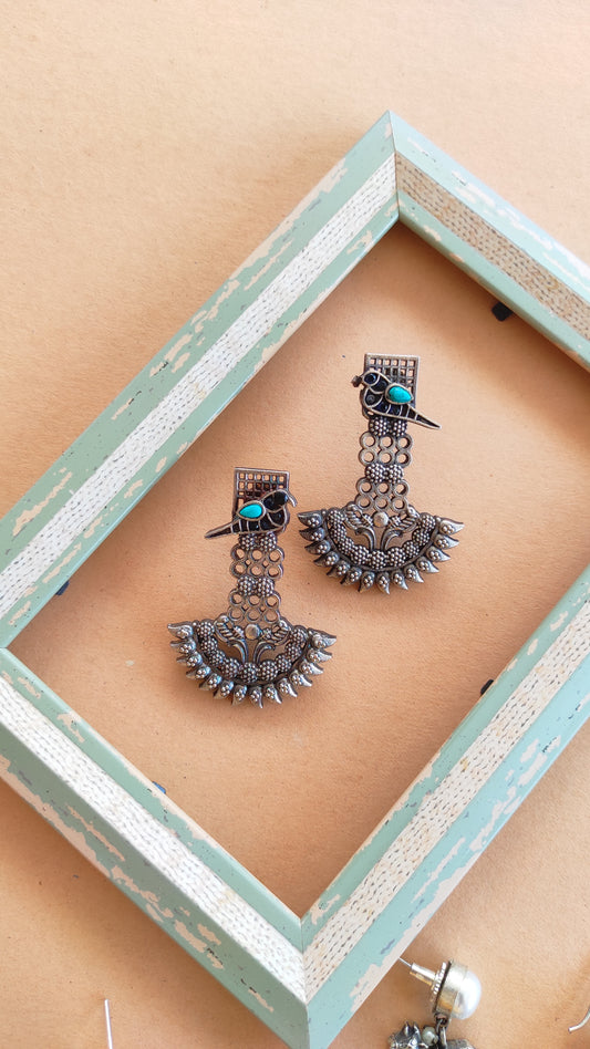 Vaishali silver look alike earrings