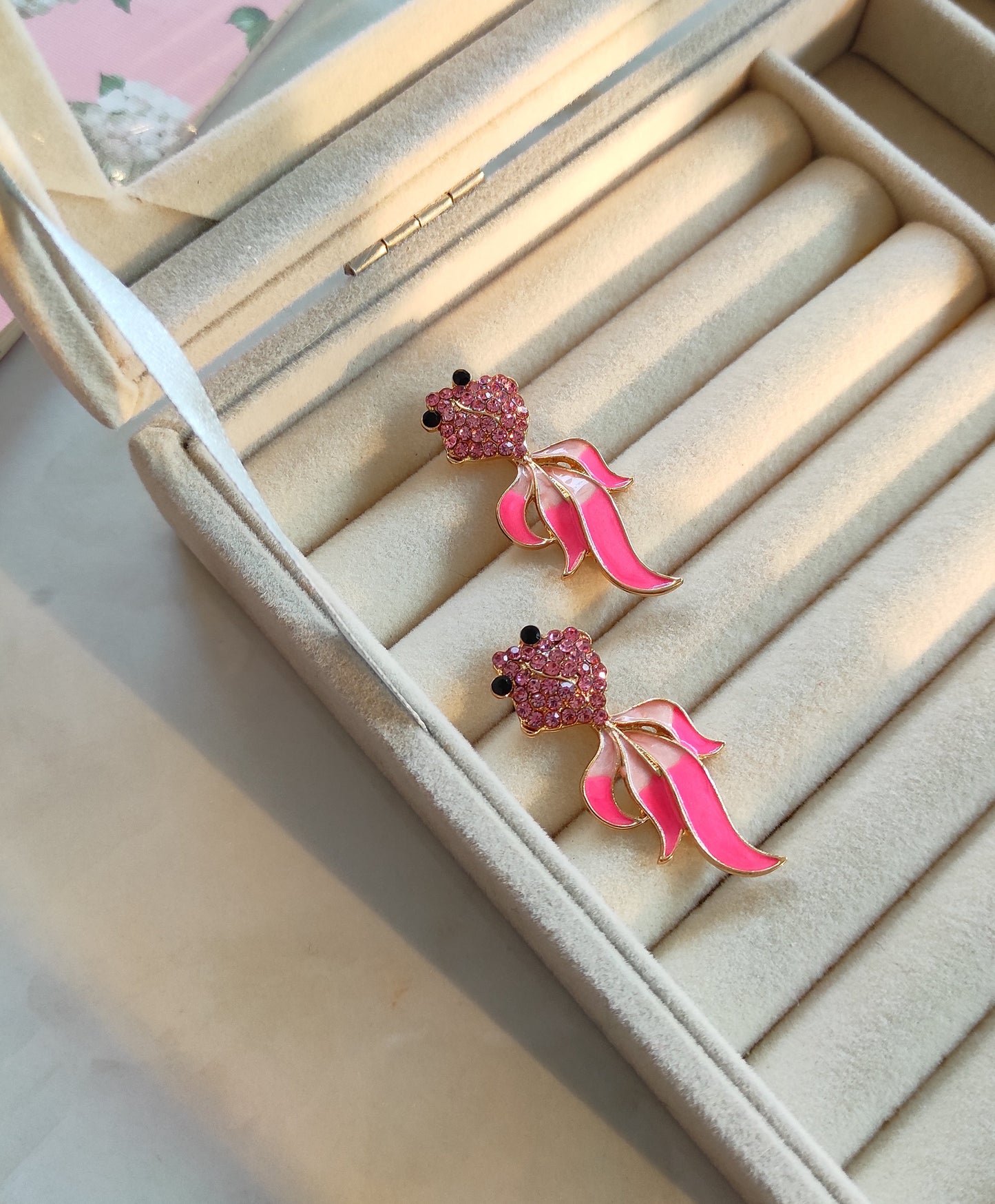 Enameled quirky fish earrings