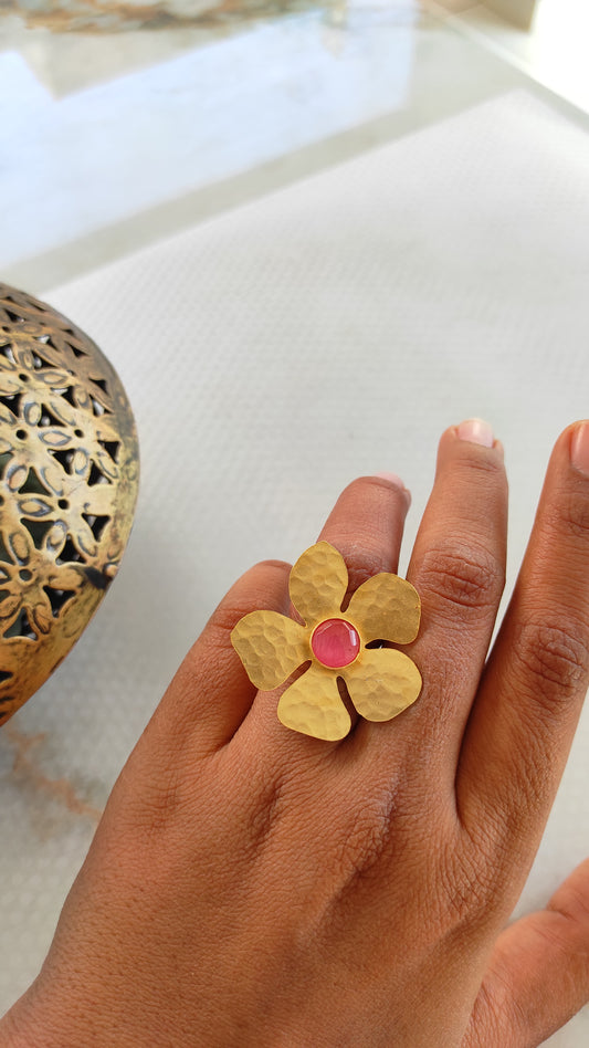 Hammered flower ring