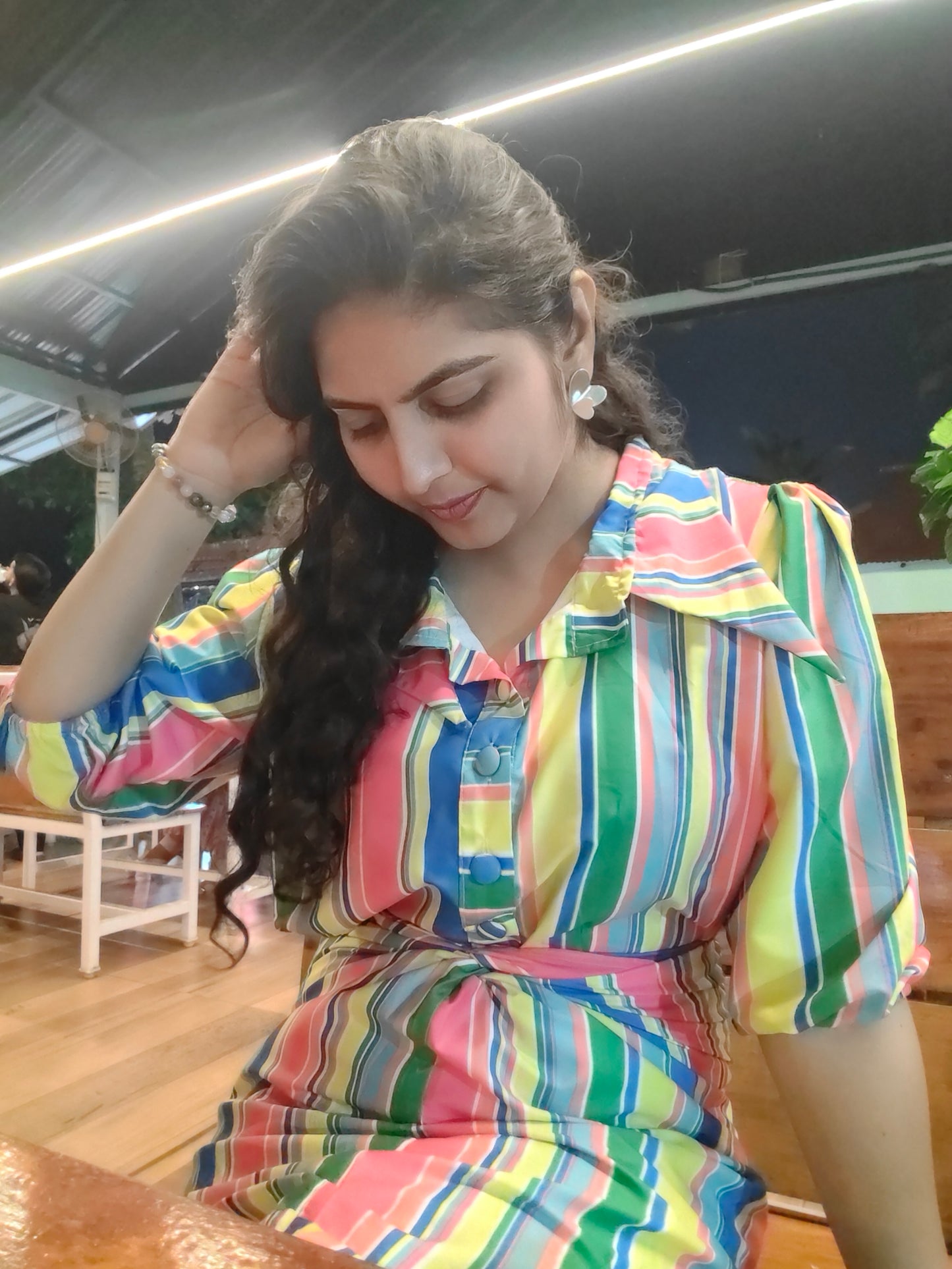 Colorful Striped Skirt Set