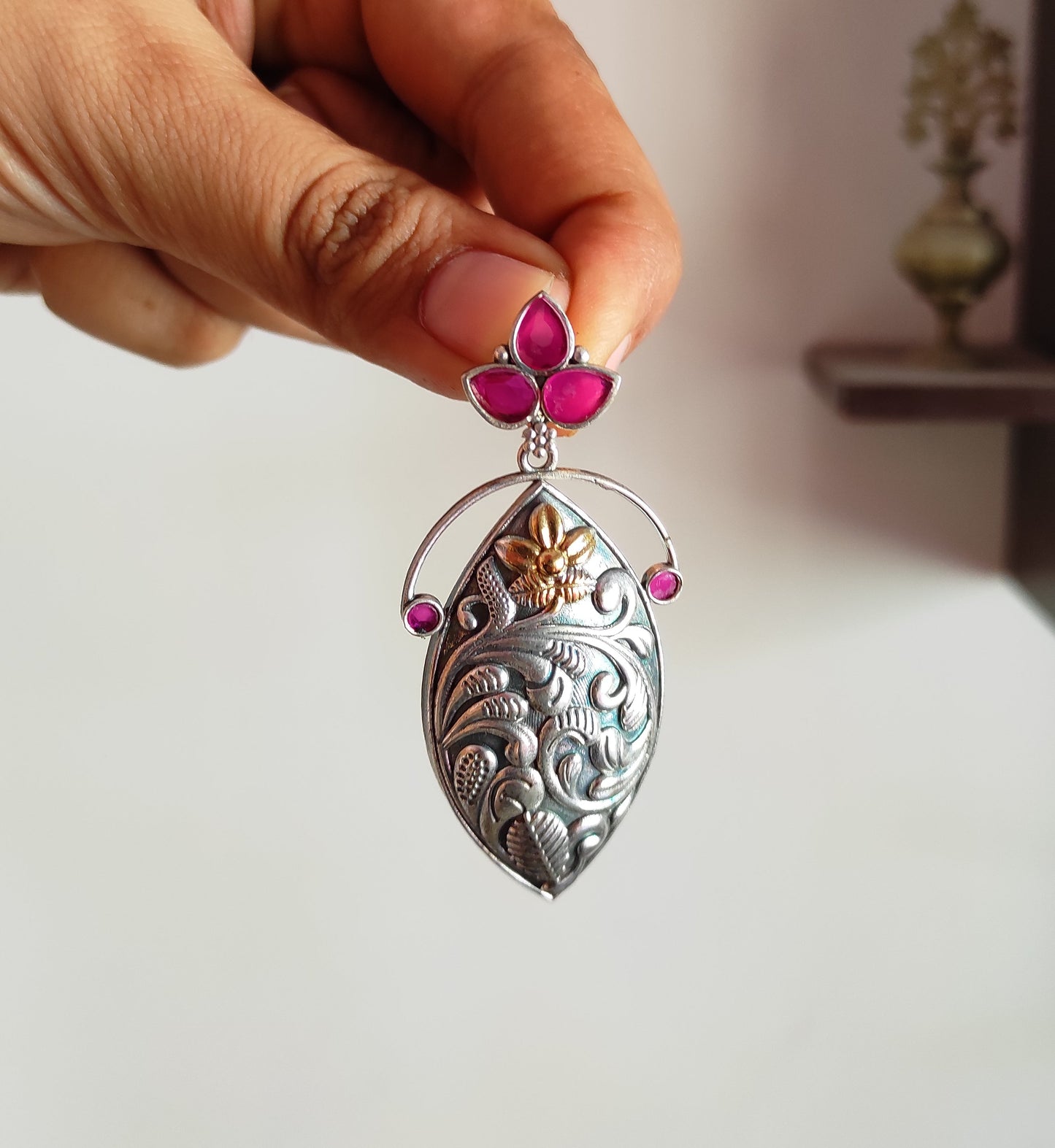 Pankati dualtone earrings with premium glass stones DTE3