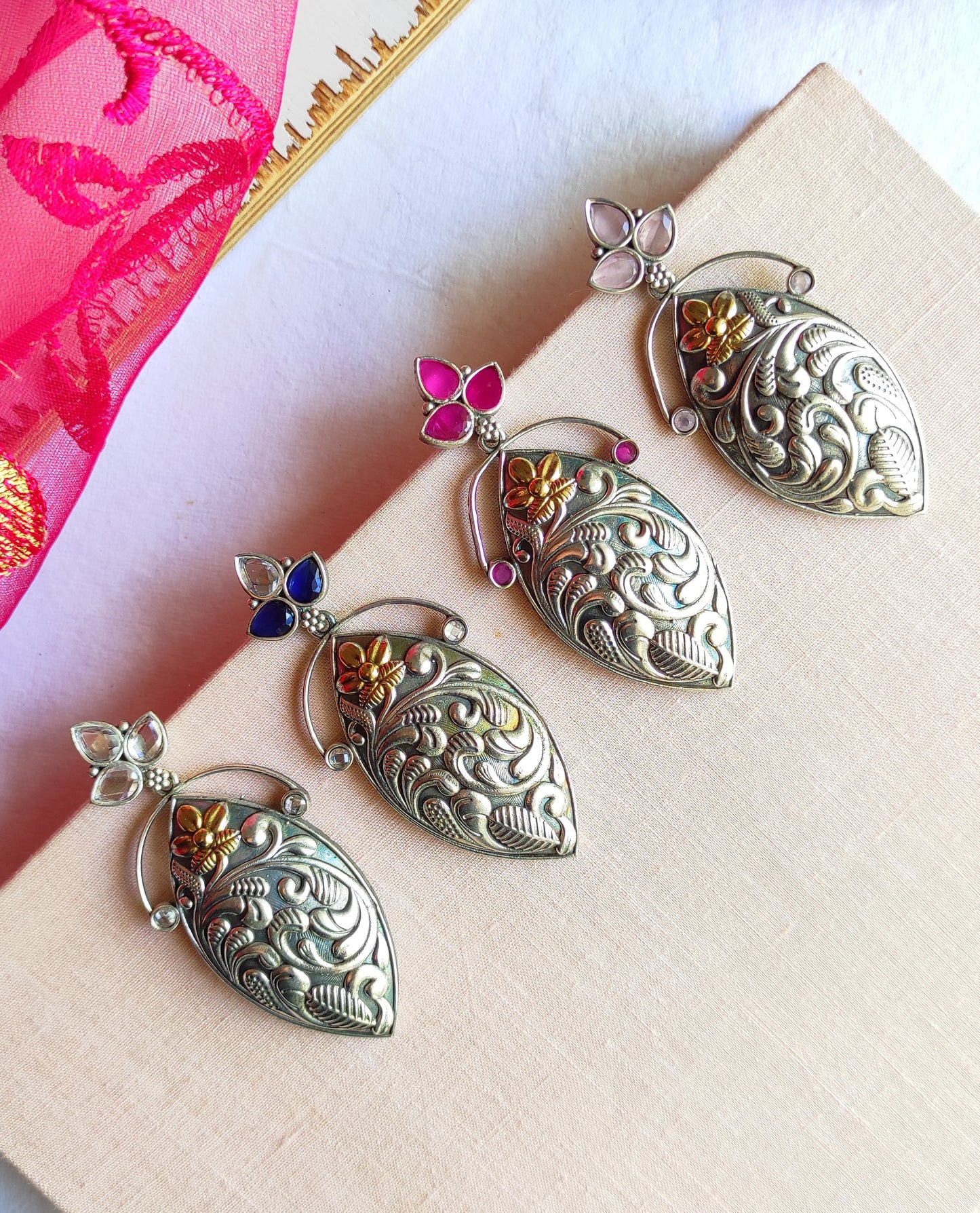Pankati dualtone earrings with premium glass stones DTE3