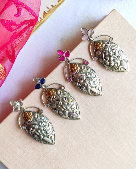 Pankati dualtone earrings with premium glass stones DTE3