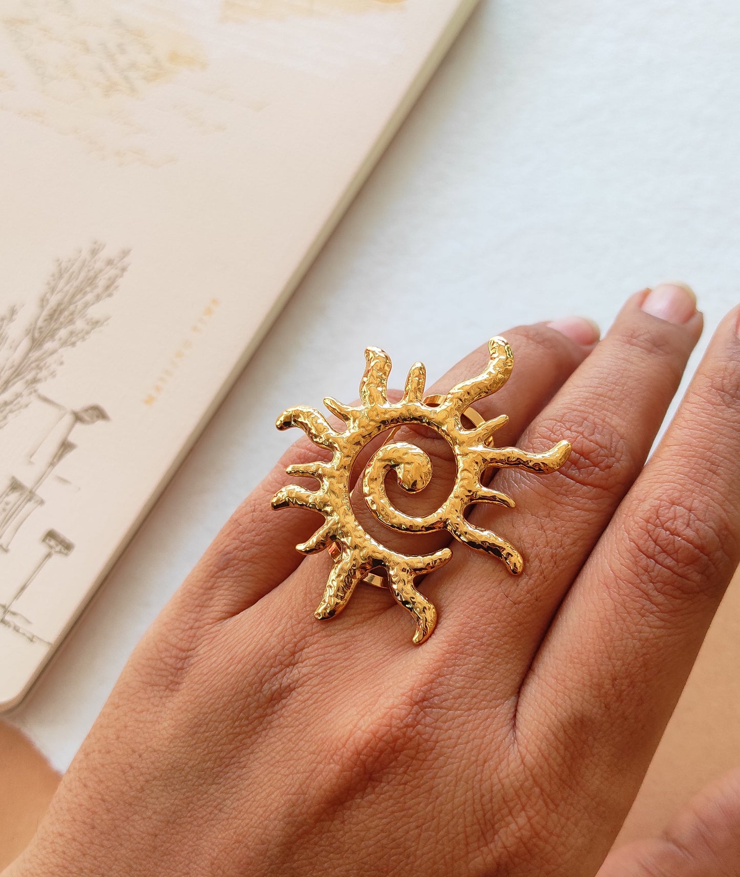 Surya adjustable anti tarnish finger ring