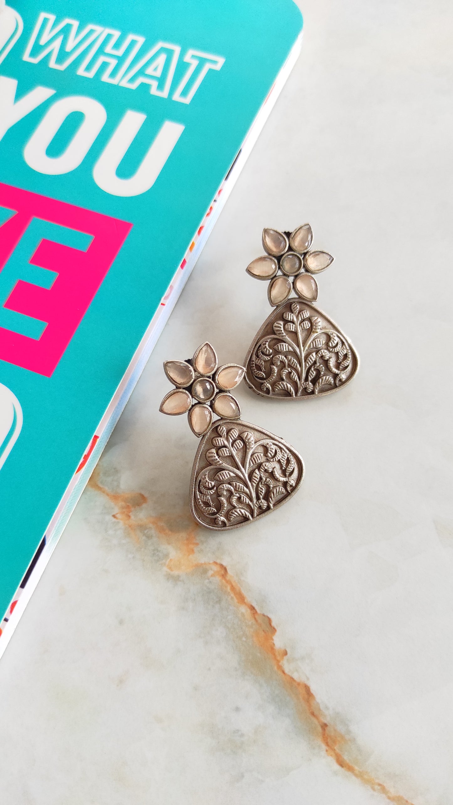 Flora silver lookalike earrings