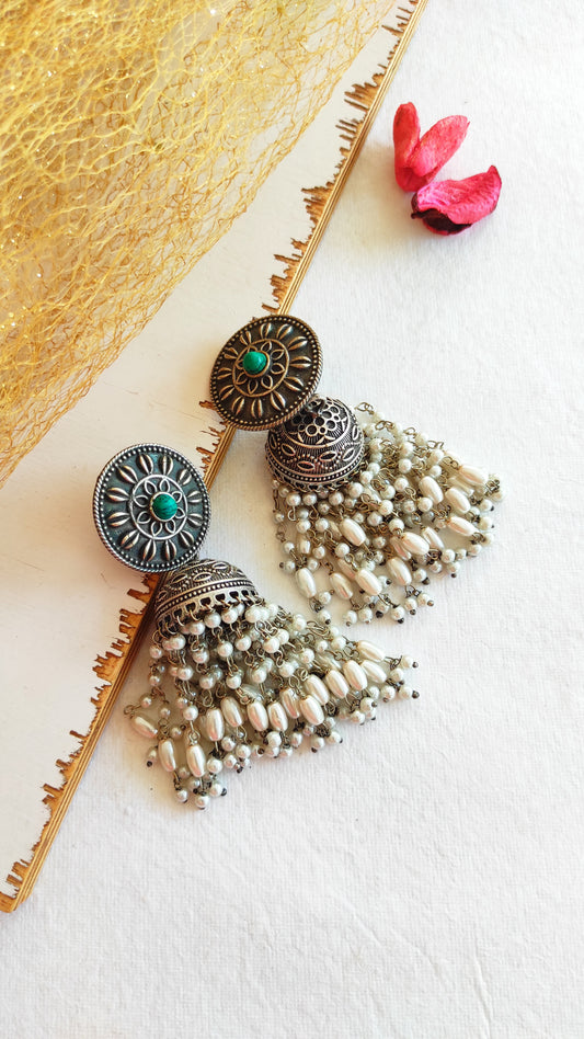 Antique silver lookalike jhumka