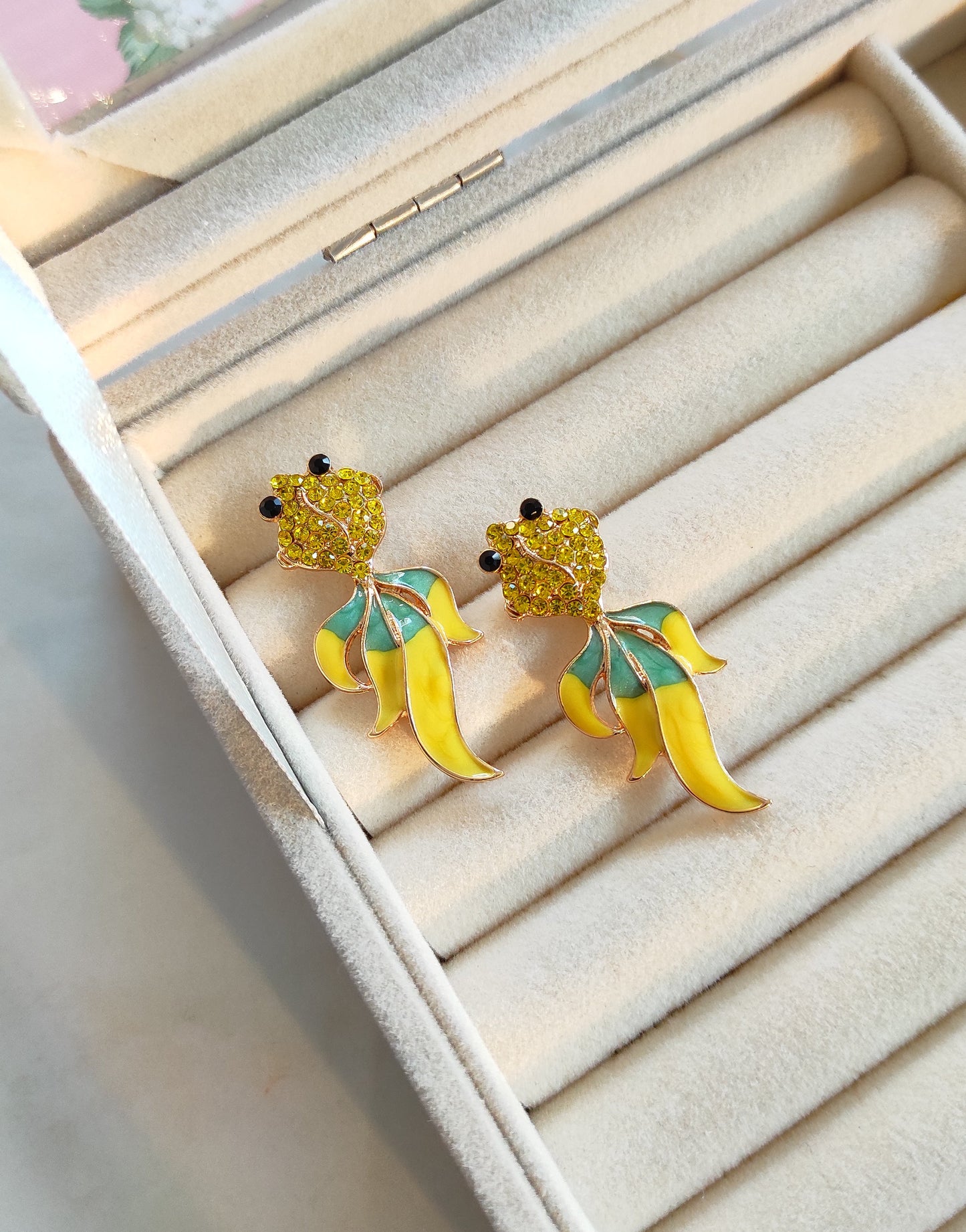 Enameled quirky fish earrings