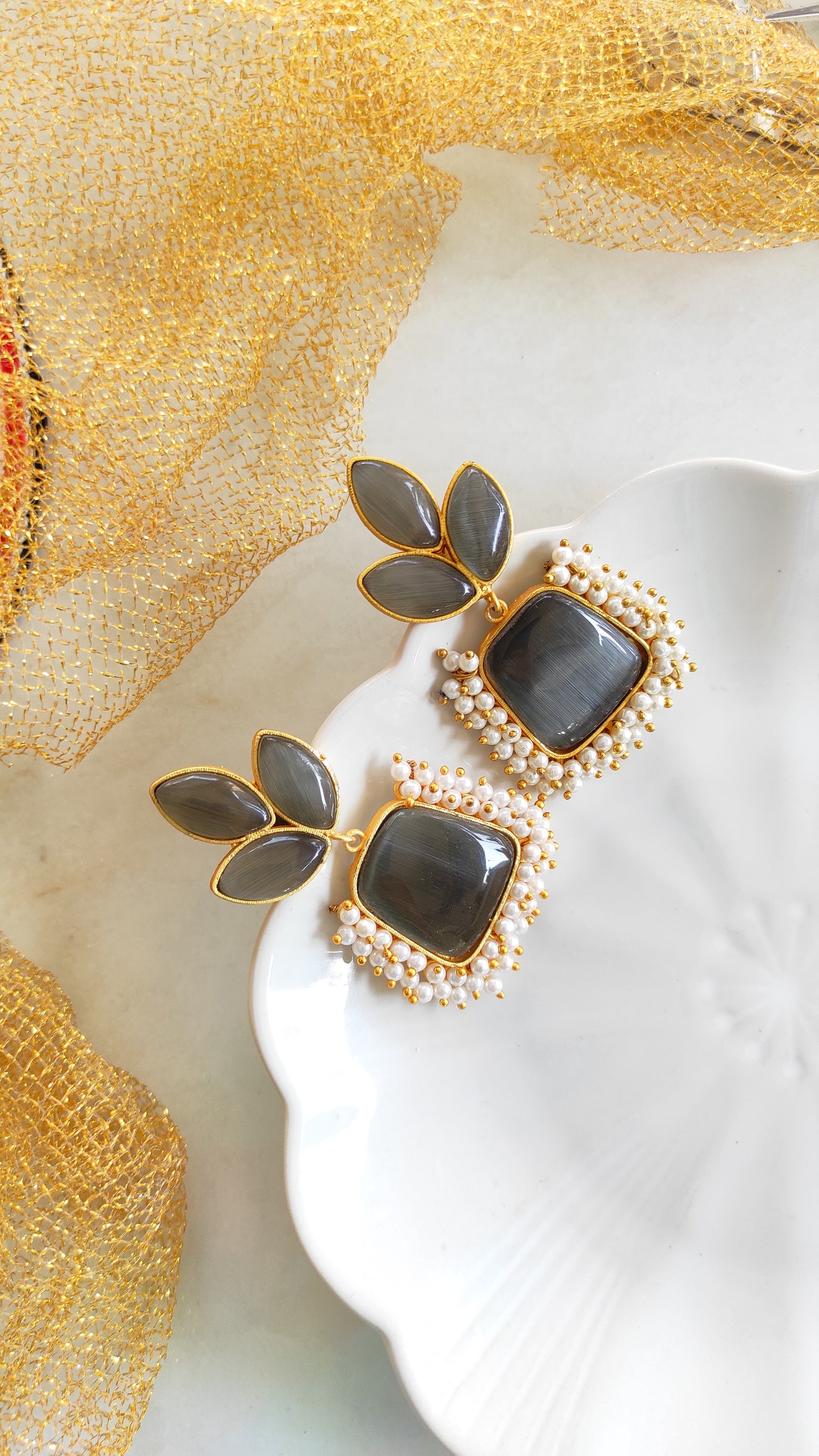 Triveni monalisa stone earrings