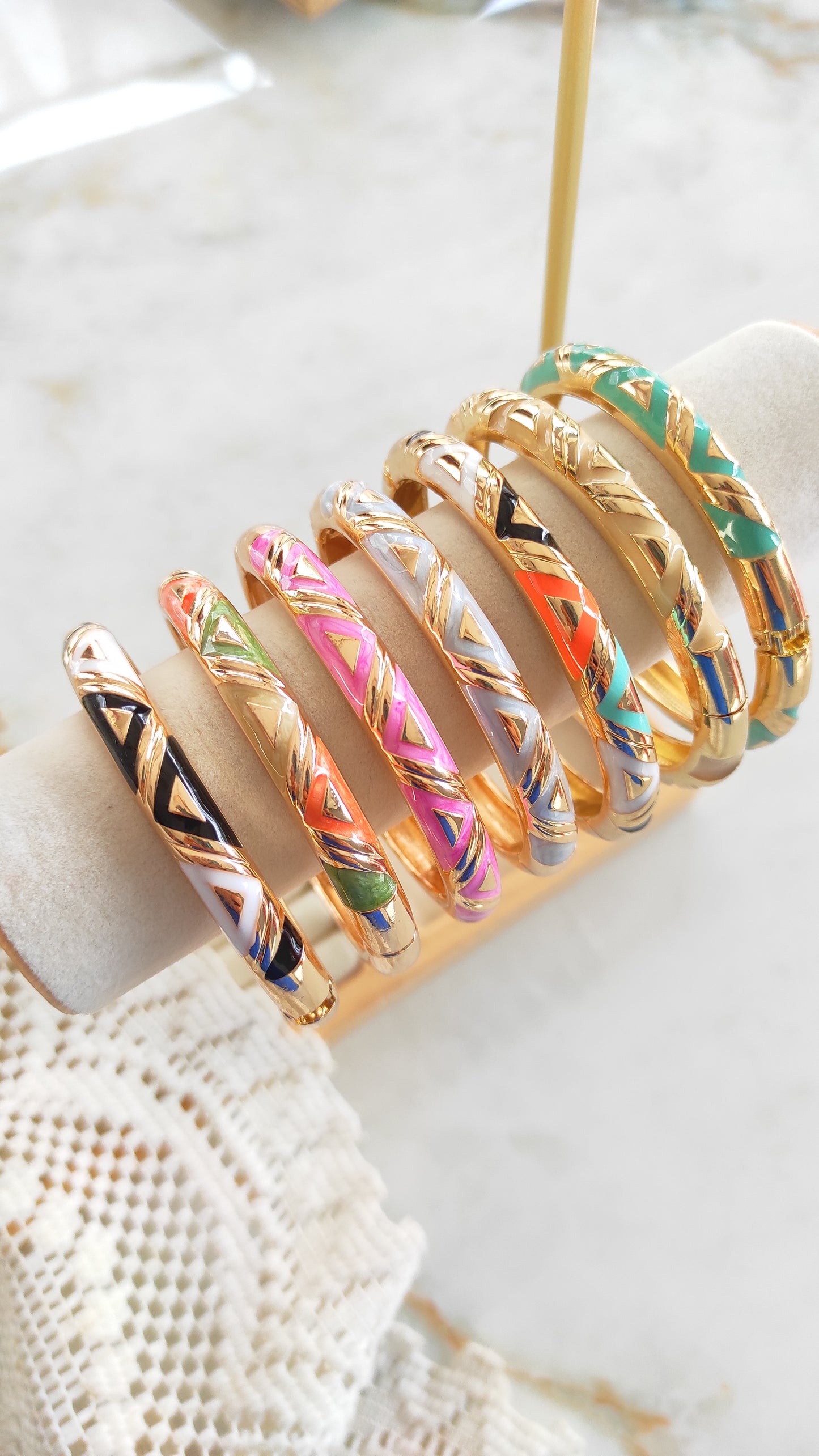 Marble enameled Kada bangles