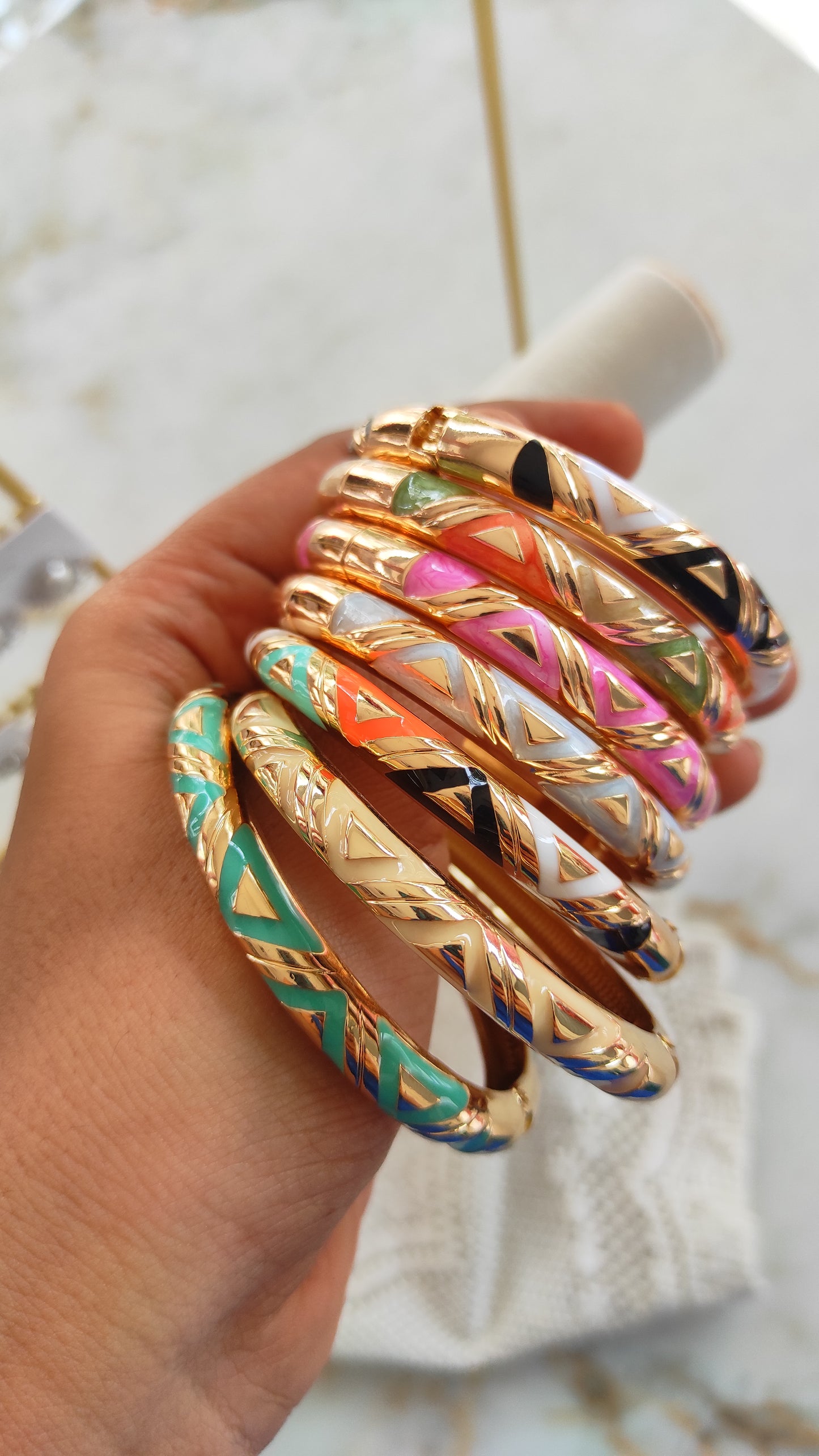 Marble enameled Kada bangles