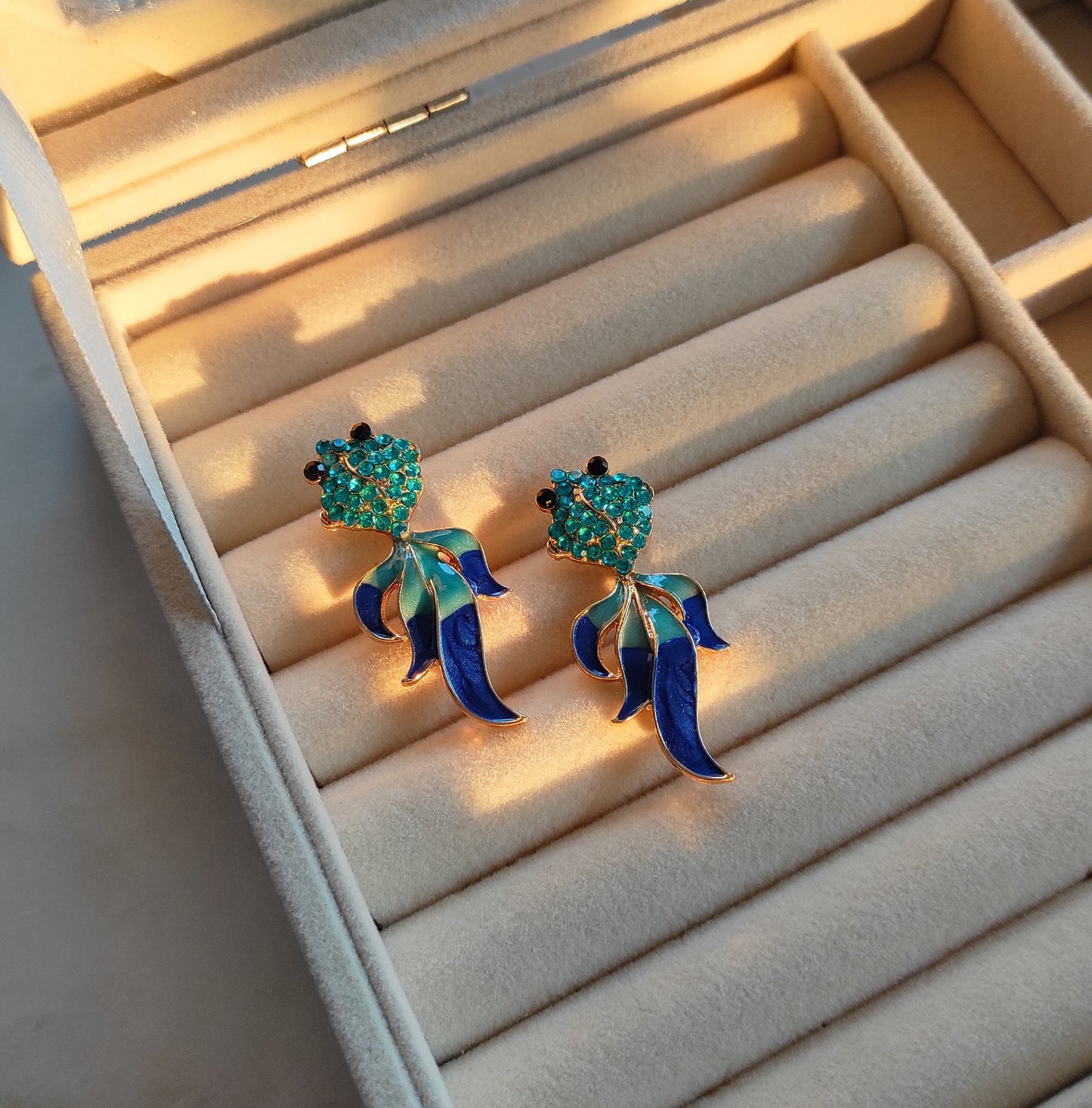 Enameled quirky fish earrings