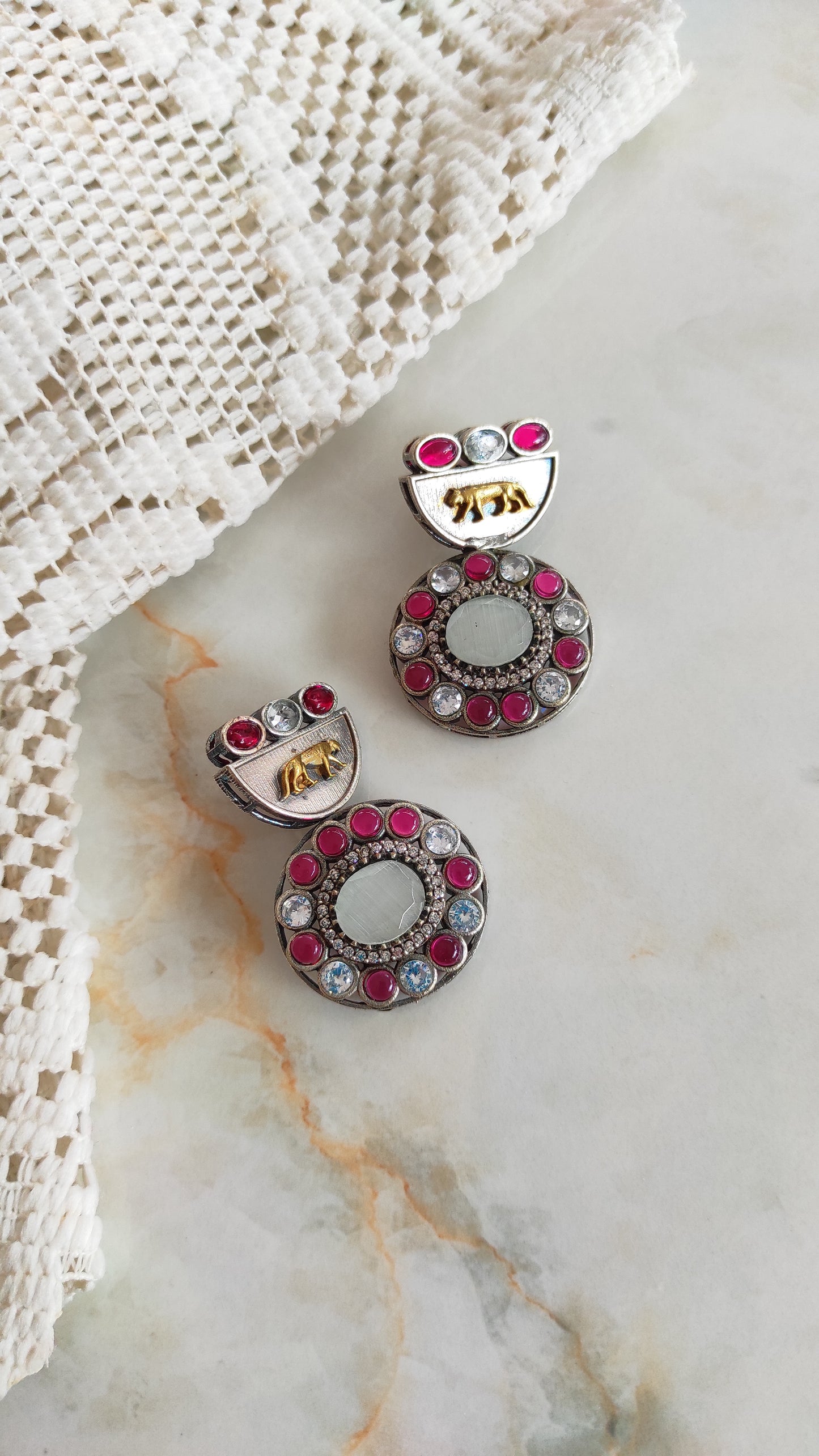 Asha grey panther earrings