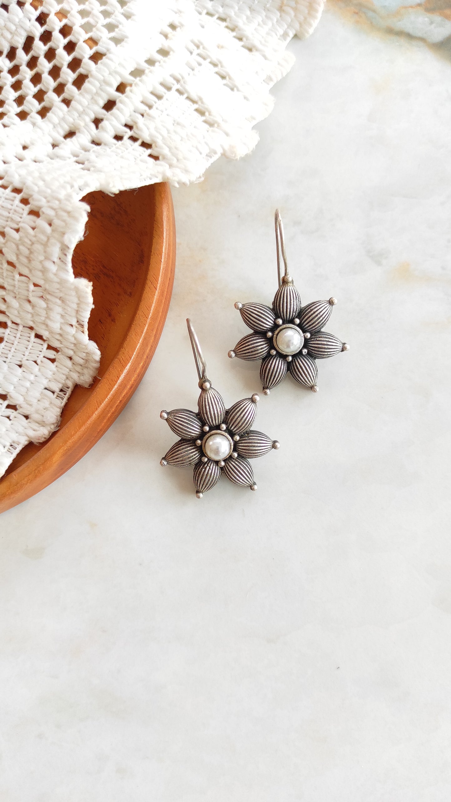 Flower hook earrings