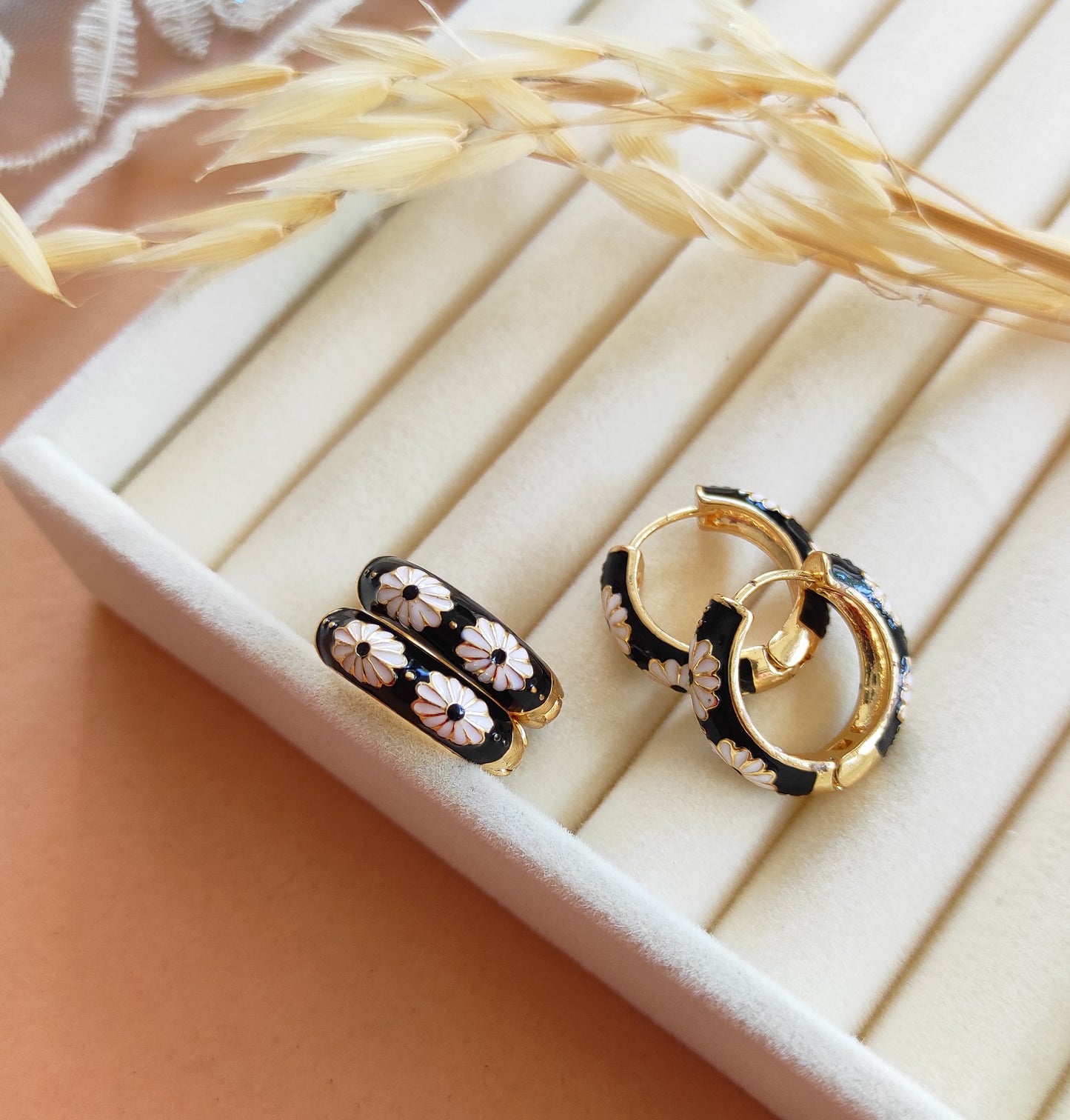Dandelion enameled hoops