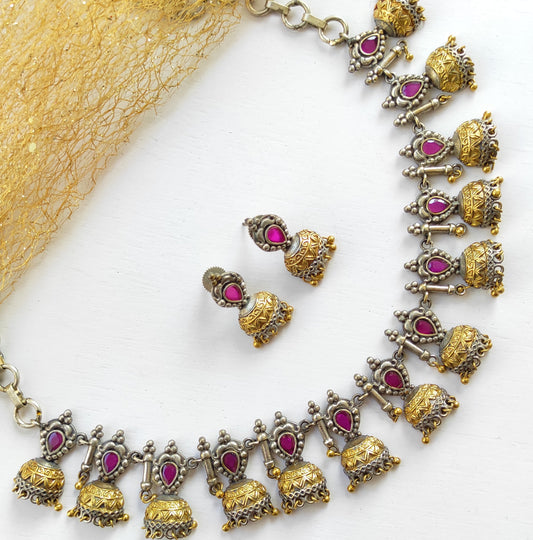 Trishna dual tone necklace set