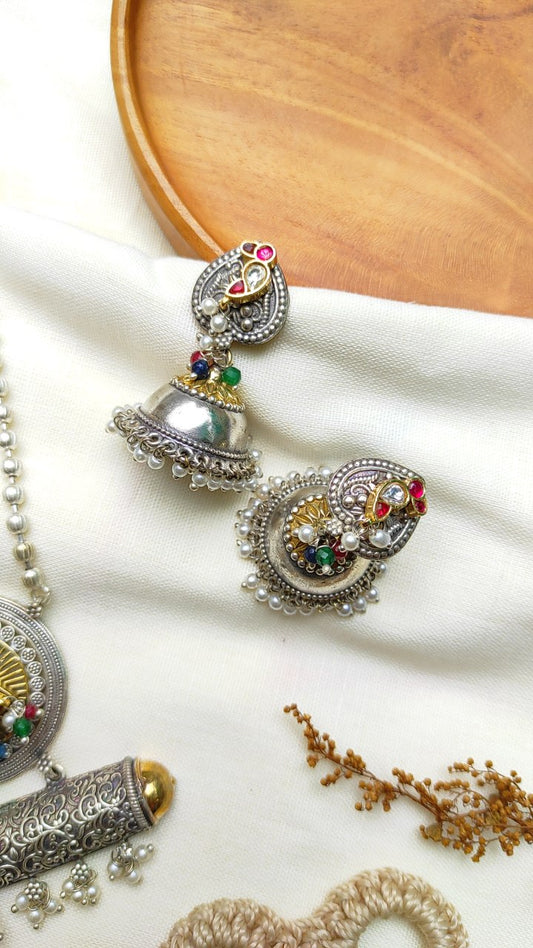 Sridha long pendant with chain and Jhumka set