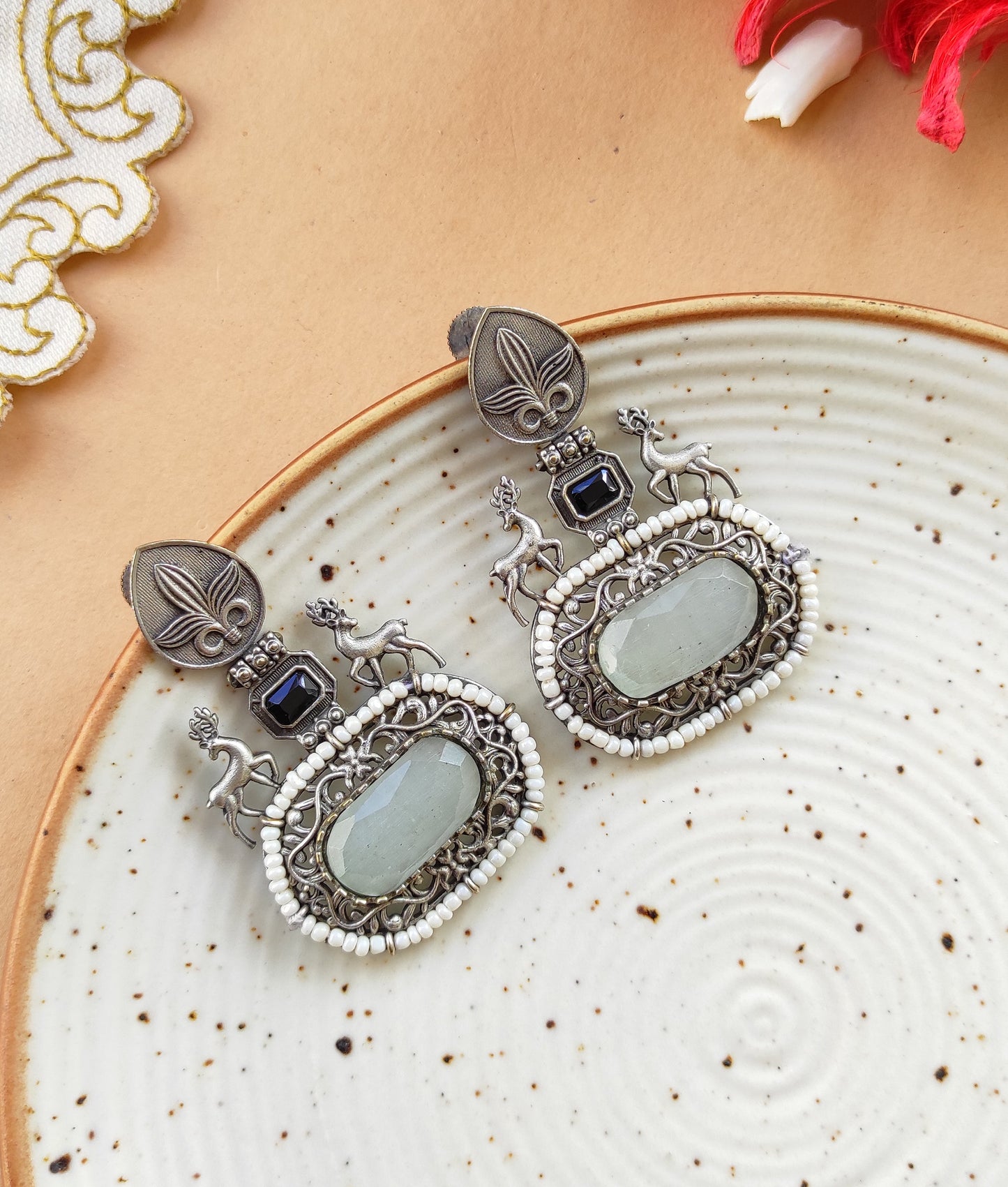 Sudha silver lookalike earrings