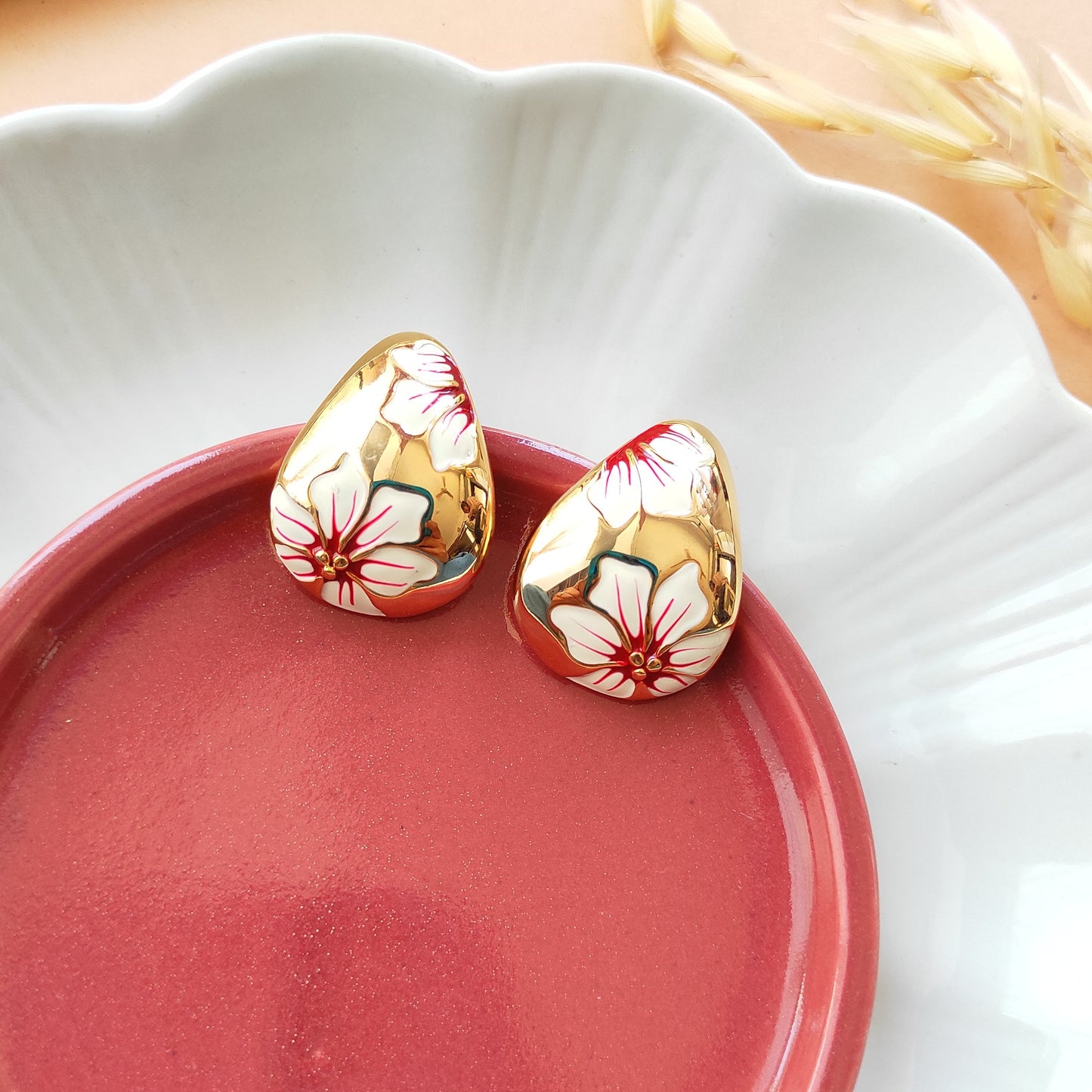 Flora drop studs earrings