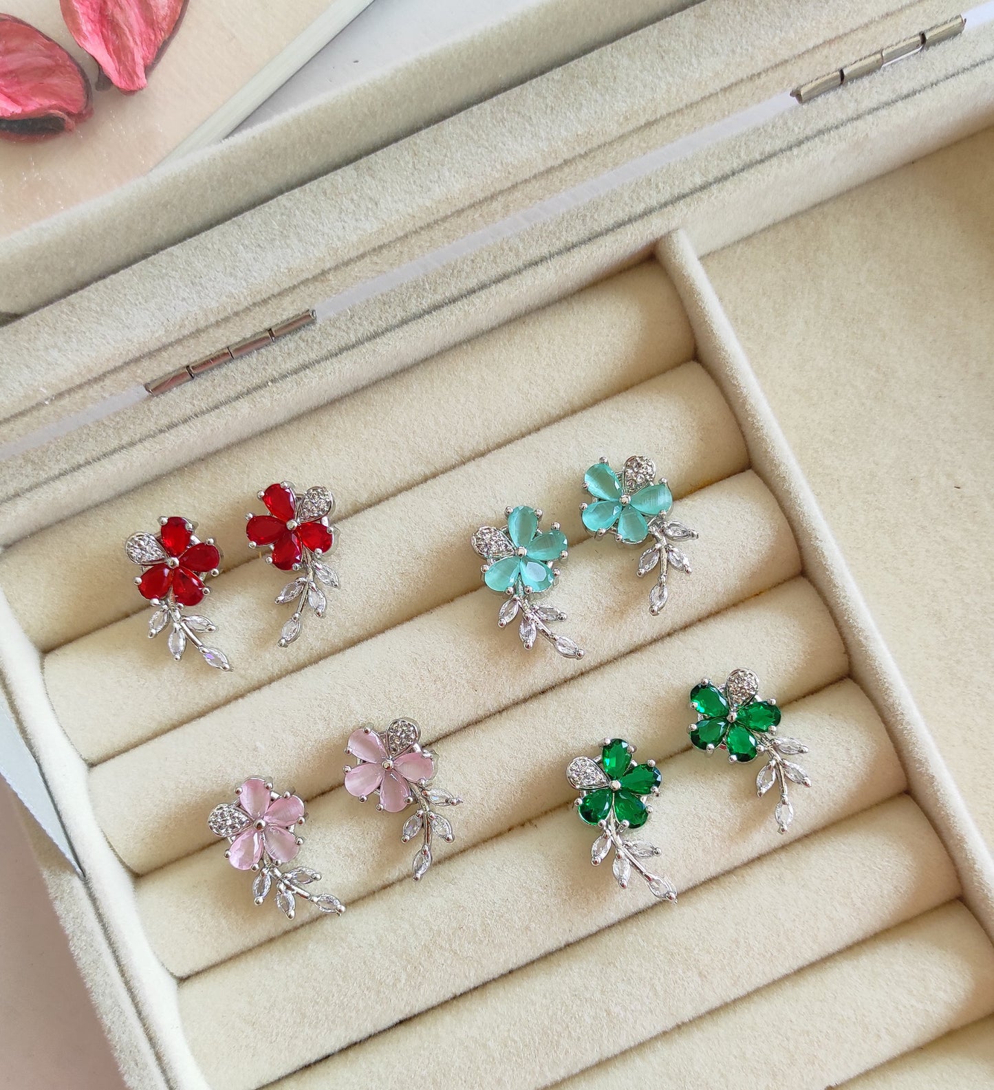 AD floral studs earrings