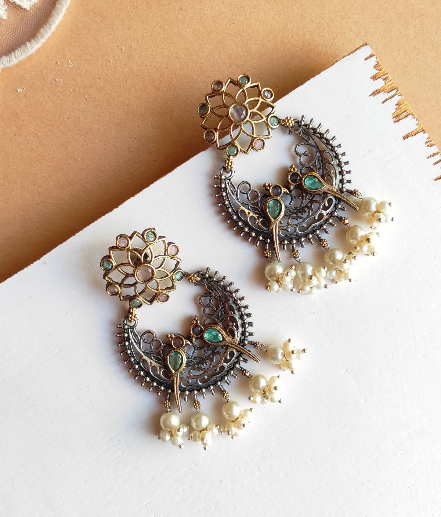 Diya dualtone chandbali earrings