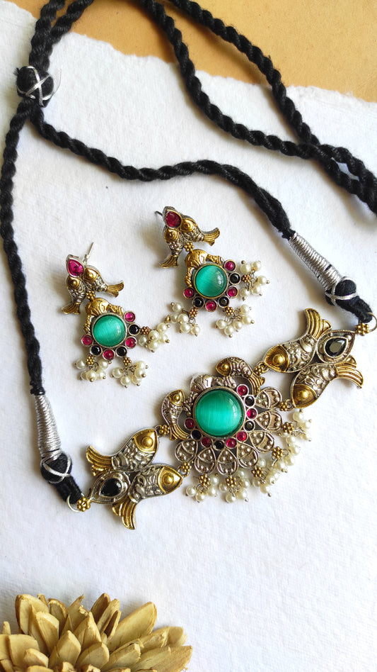 Priyanka dual tone choker necklace