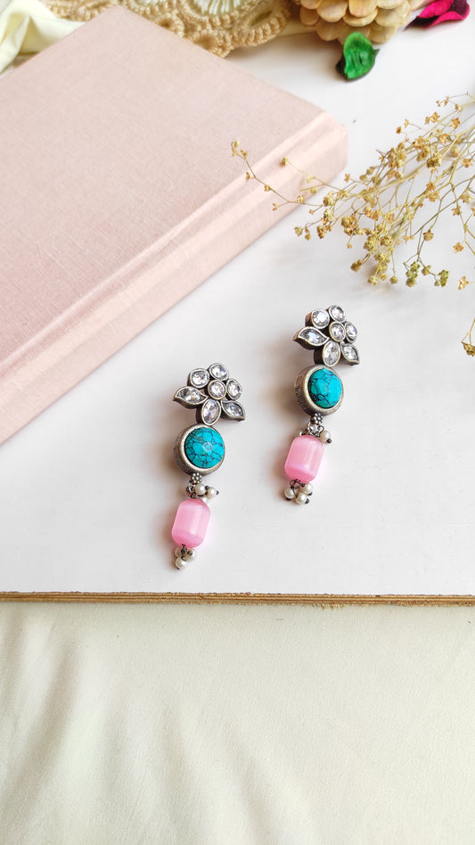 Aayushi zirconia silver lookalike earrings