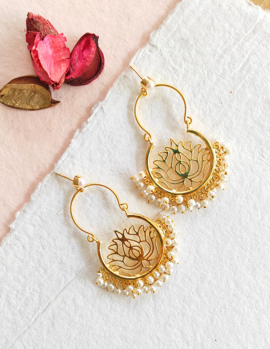 Padmaja golden chandbali earrings