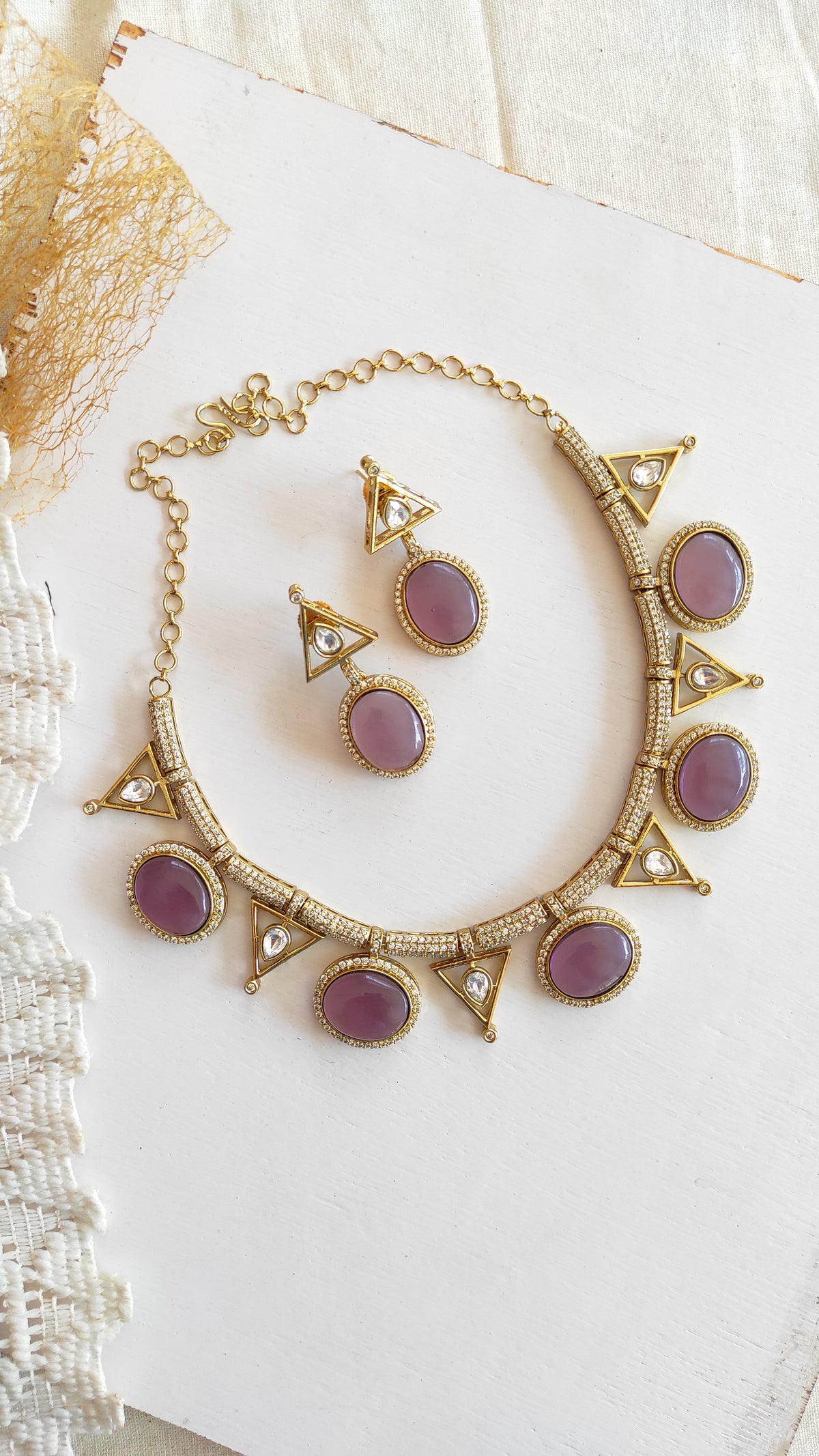Purple doublet studded statement set