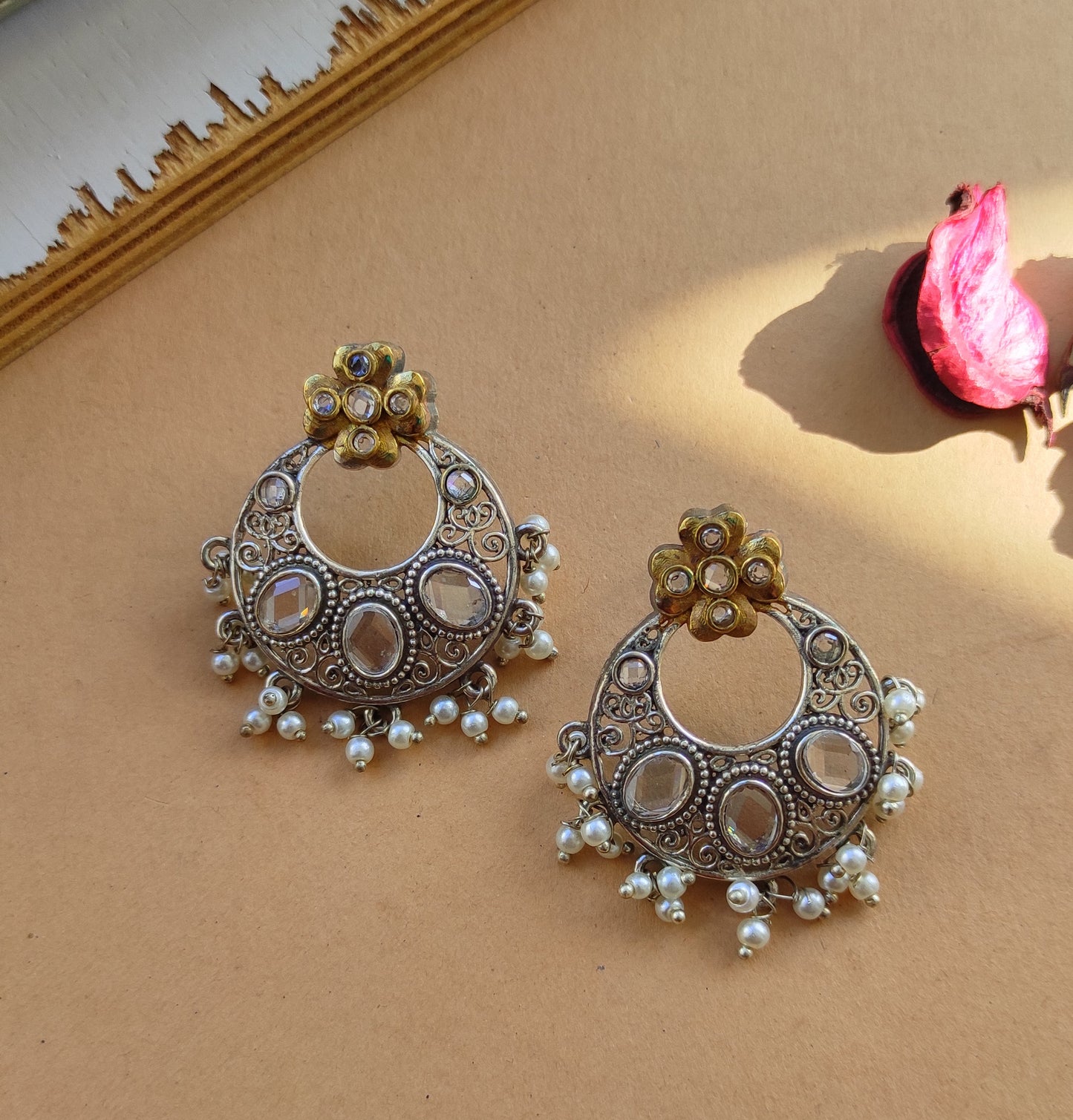 Chetna dualtone chandbali earrings
