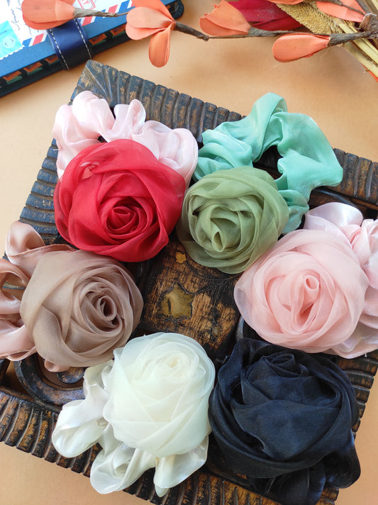 Tissue handmade Rose scrunchy