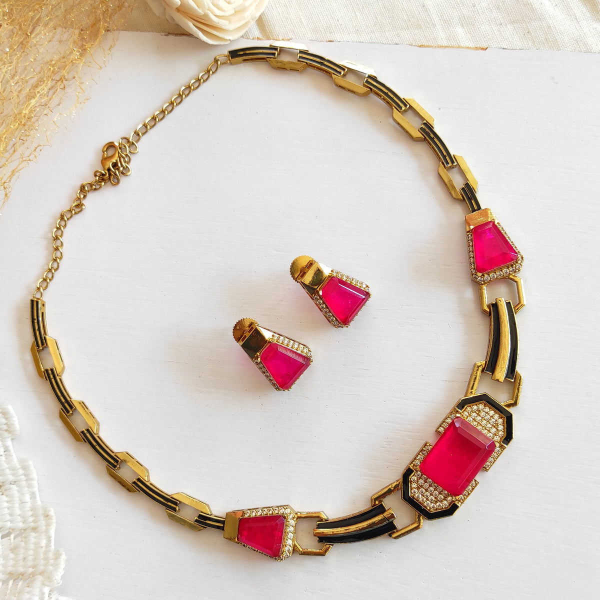 Rubina doublet stone set in antique matte gold finish