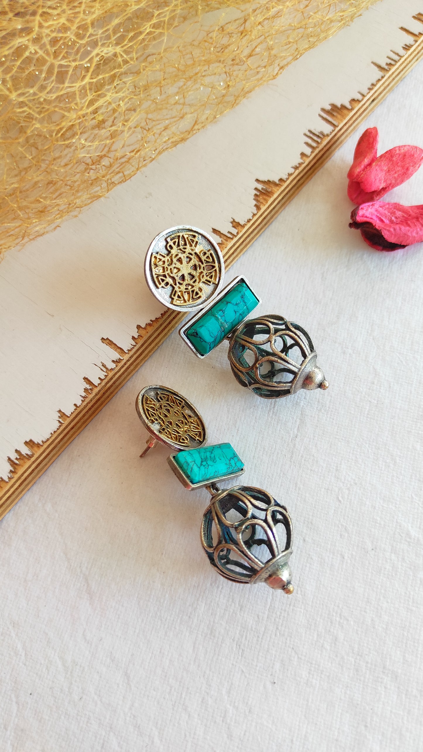 Turquoise dual tone Jhumka