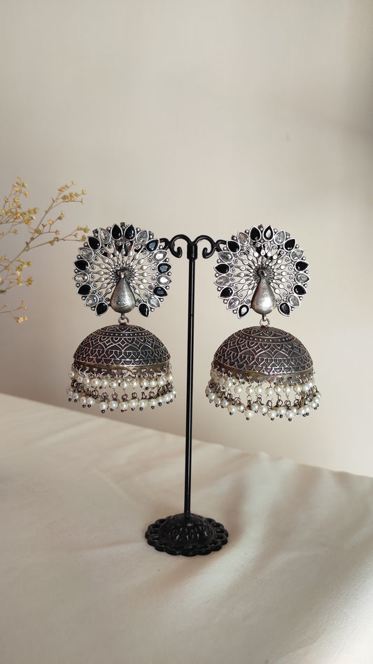 Mayura silver lookalike Jhumka