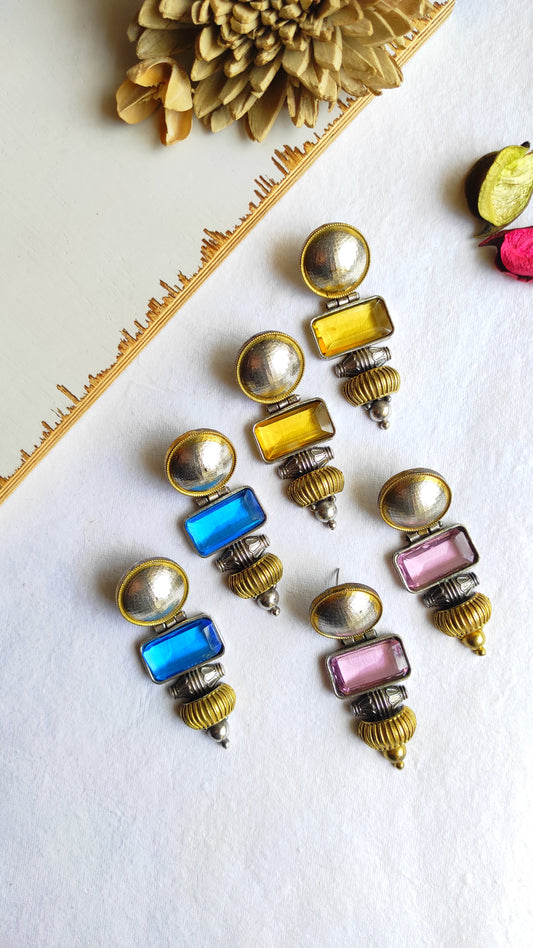 Simmi dualtone earrings premium glass stones DTE3