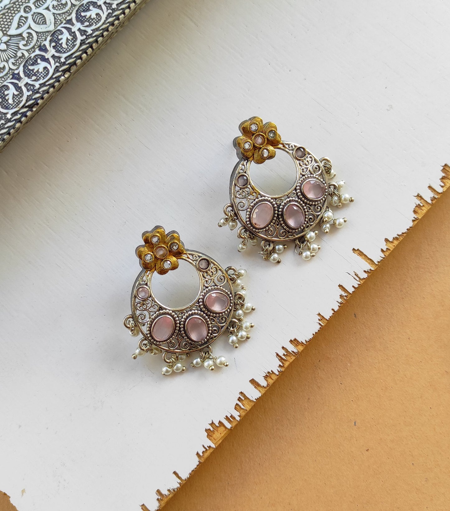 Chetna dualtone chandbali earrings