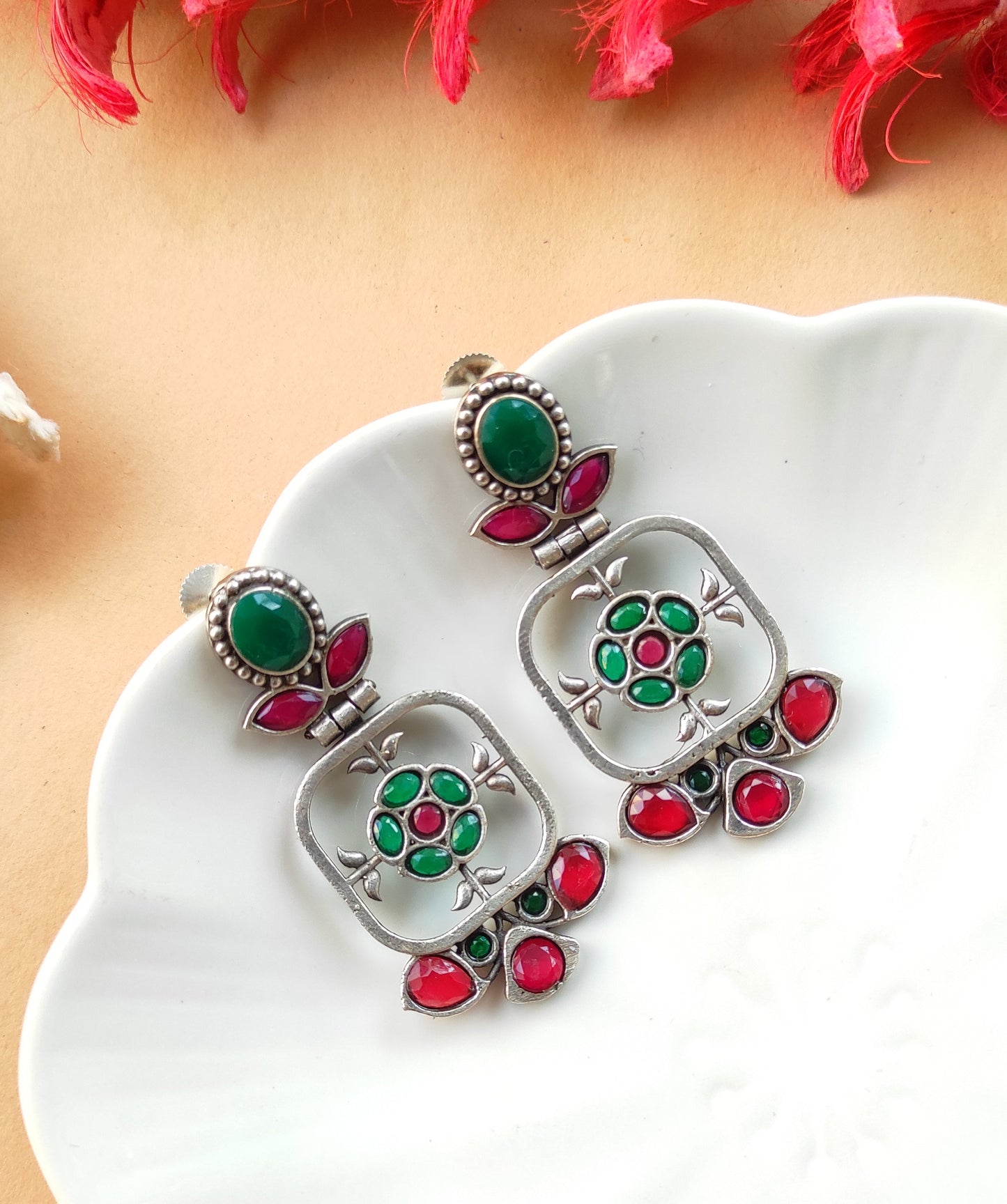 Aarvi silver lookalike earrings