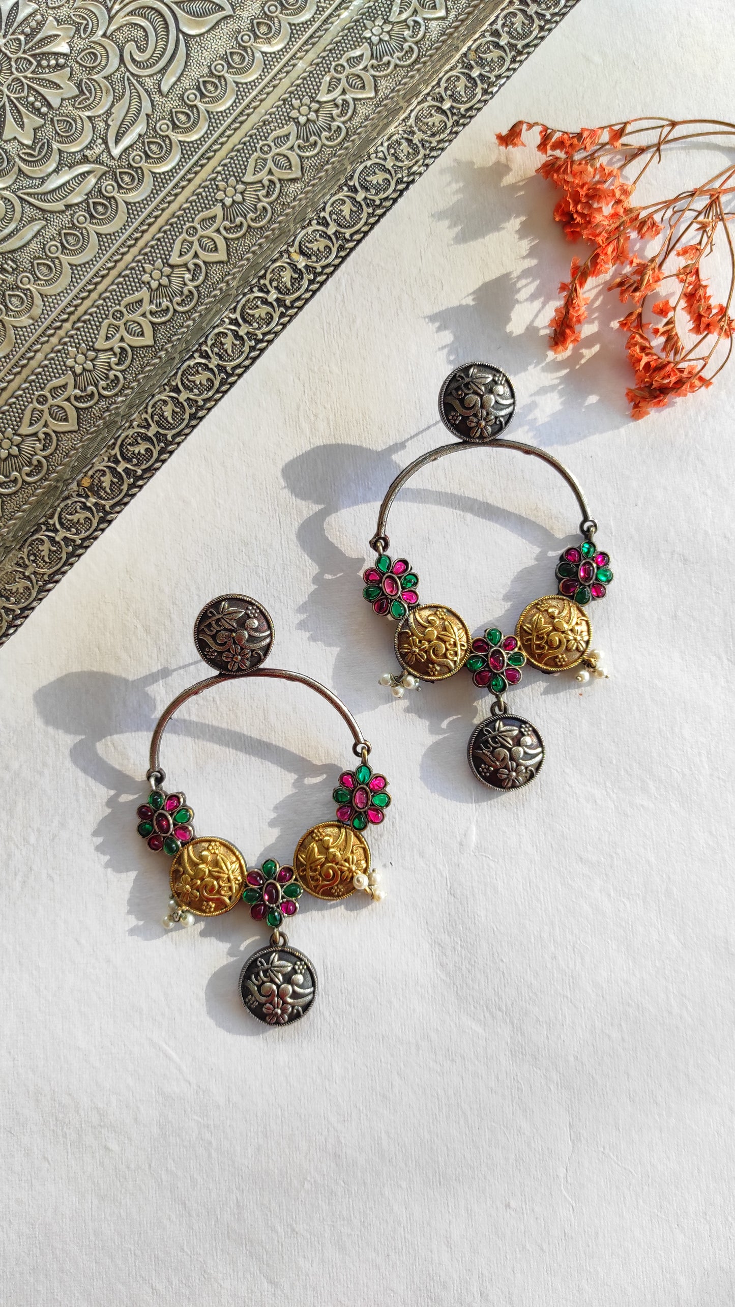 Chaitanya dualtone long earrings