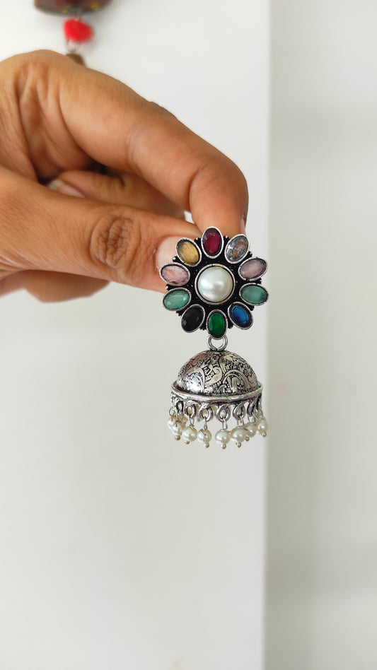 Mukta oxidized jhumka