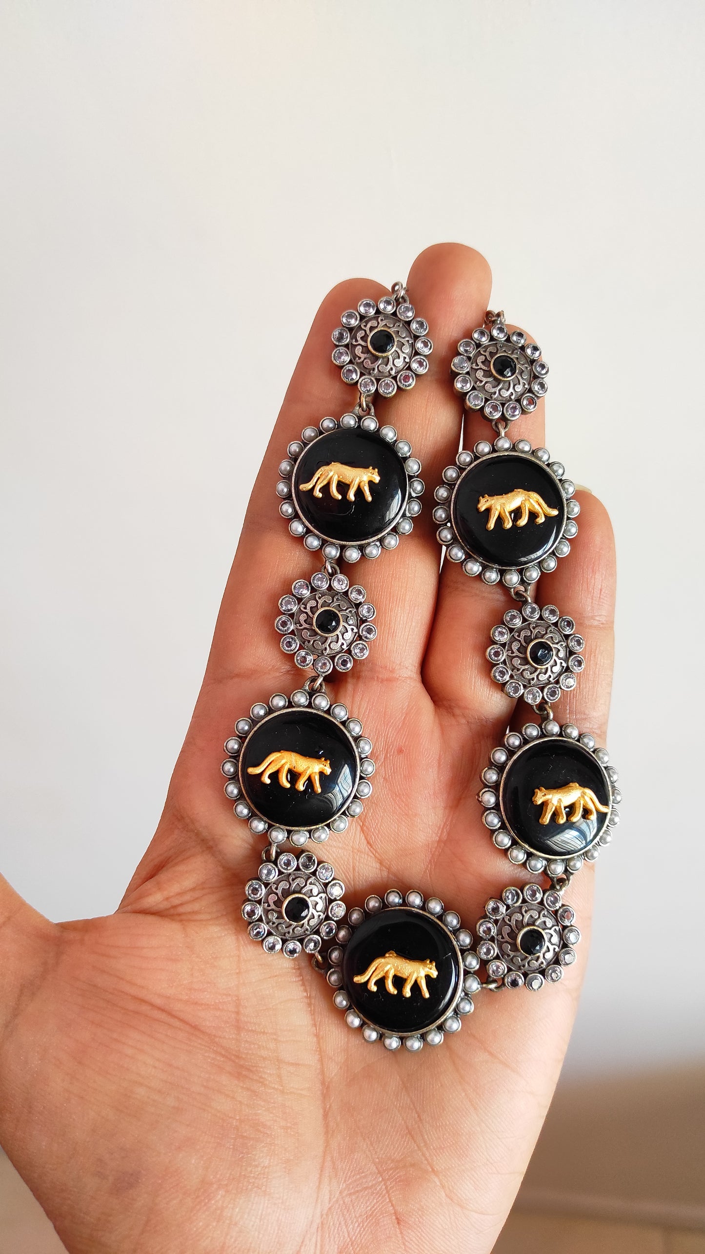 Black panther necklace set with Jhumka