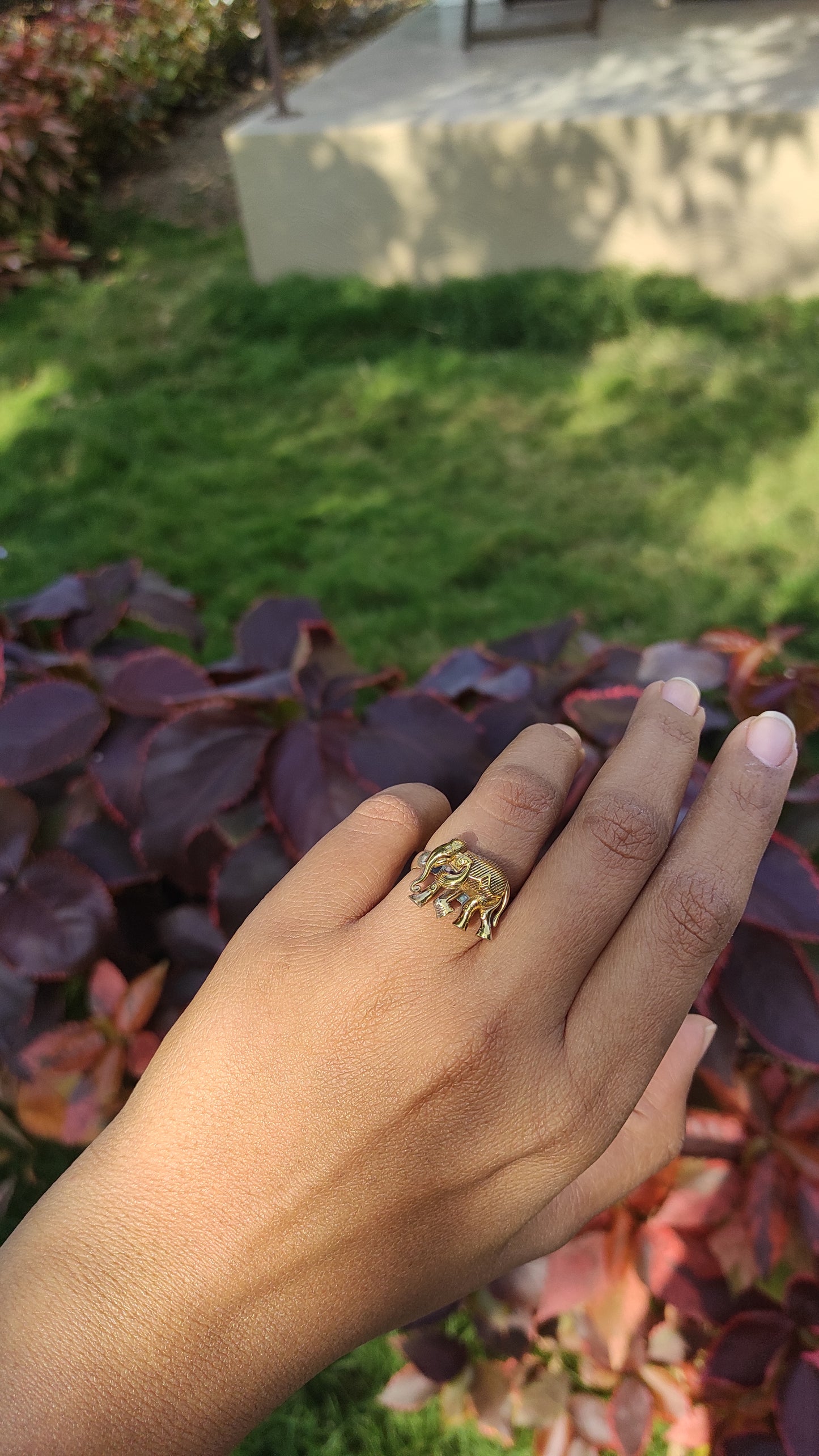 Dainty golden elephant ring