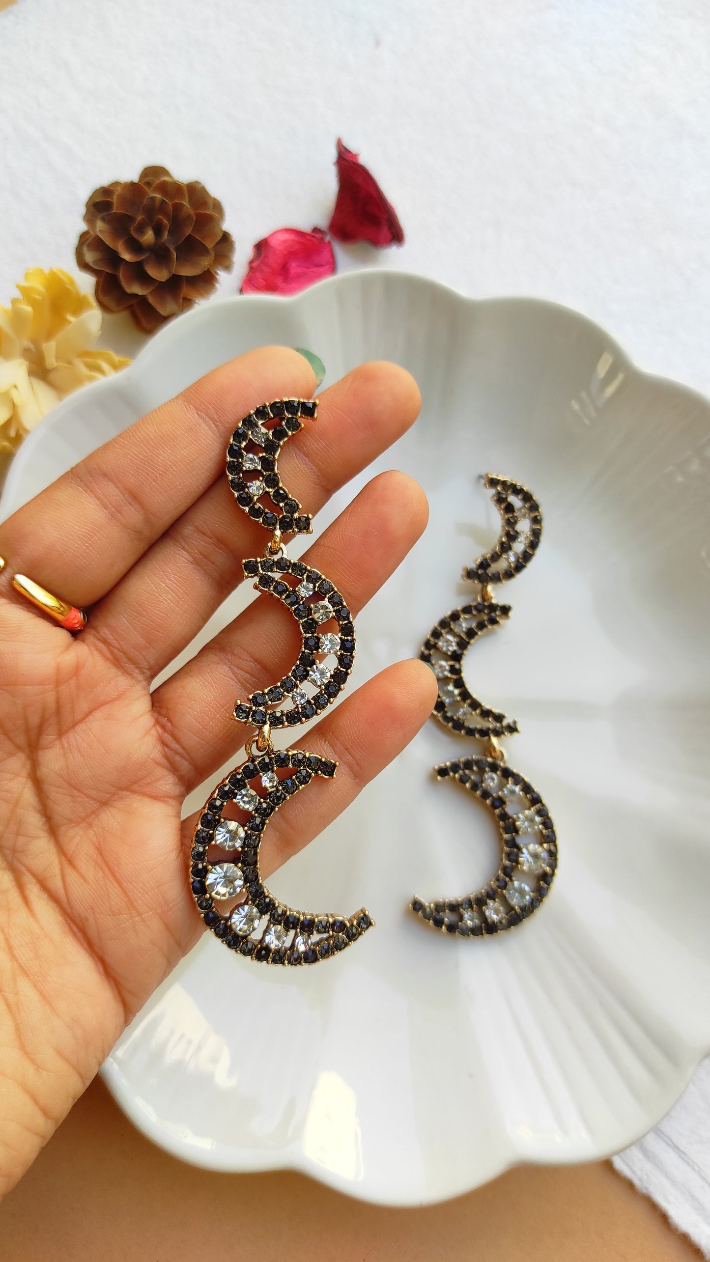 Quirky Hanging Moon Earrings